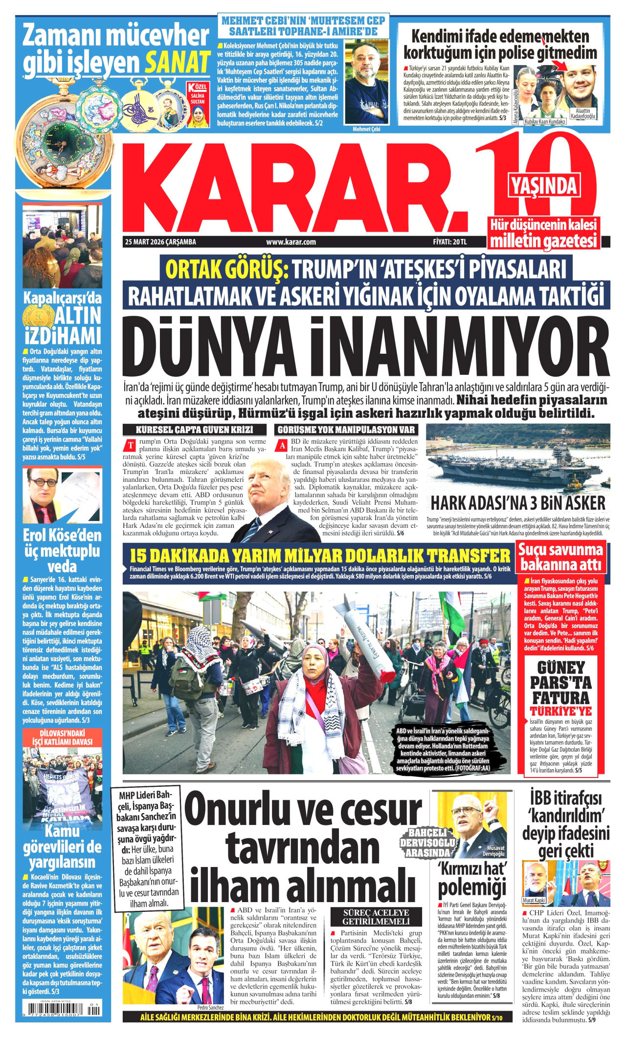 Karar Gazetesi Manşeti - 25.03.2026