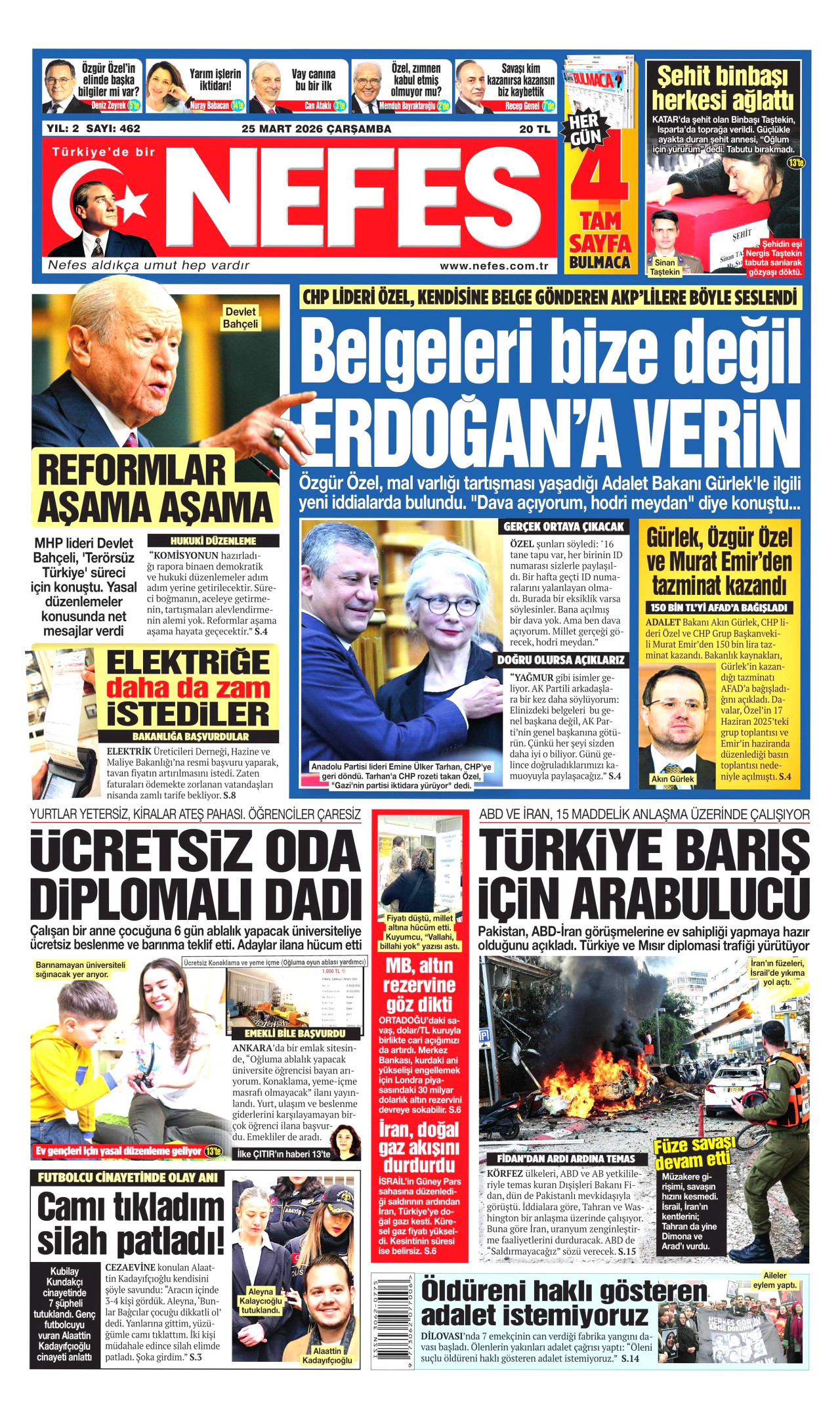 Nefes Gazetesi Manşeti - 25.03.2026