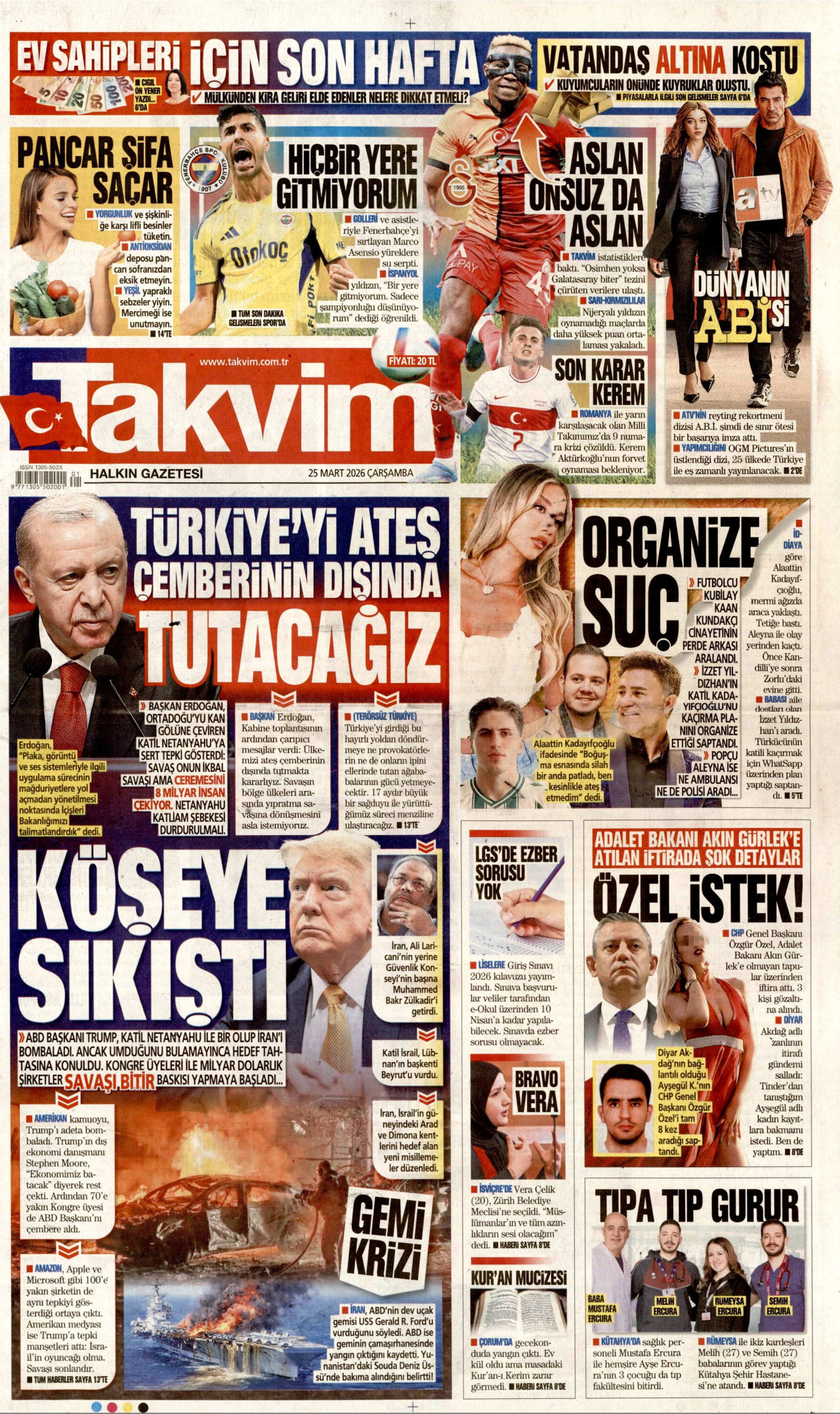 Takvim Gazetesi Manşeti - 25.03.2026