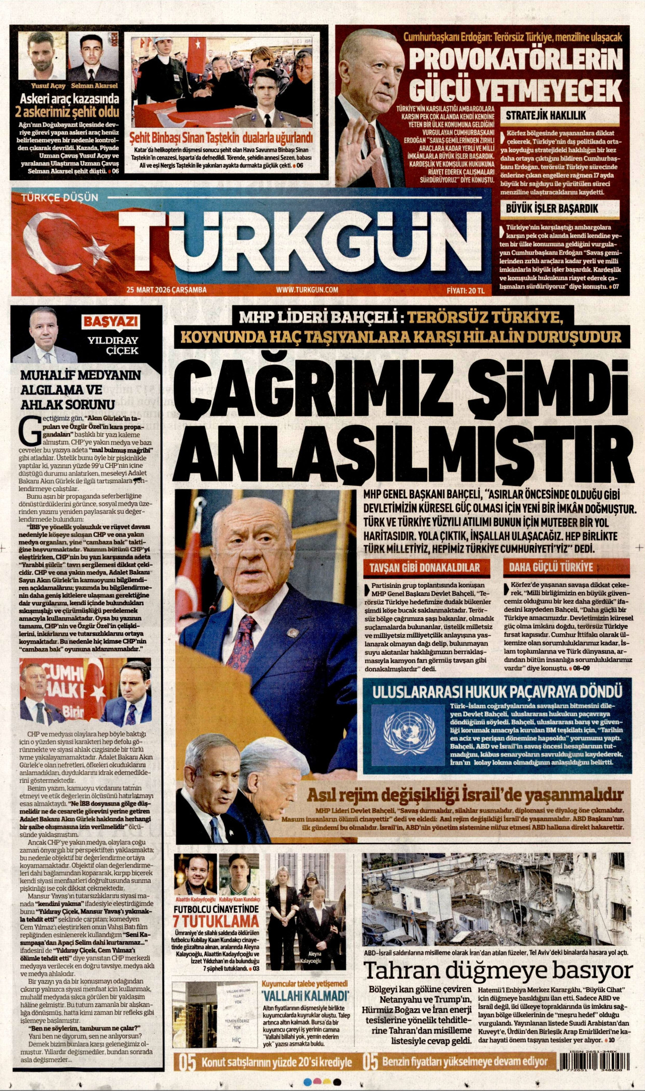 Türkgün Gazetesi Manşeti - 25.03.2026