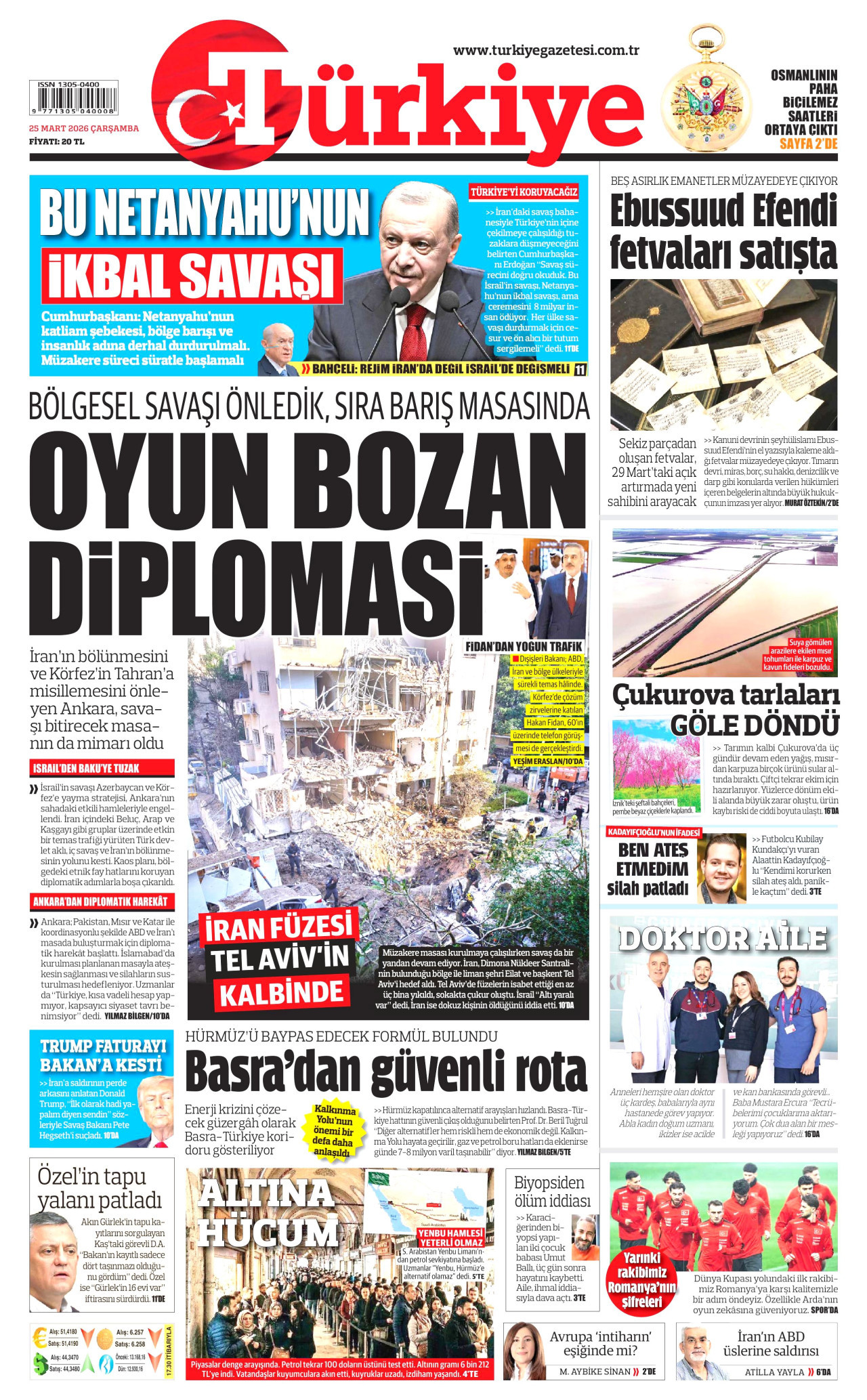 Türkiye Gazetesi Gazetesi Manşeti - 25.03.2026