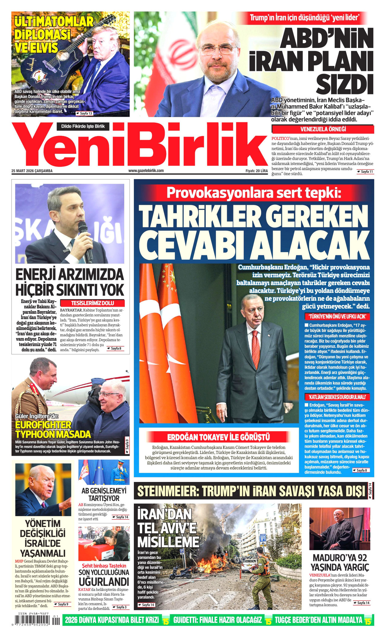 YeniBirlik Gazetesi Manşeti - 25.03.2026