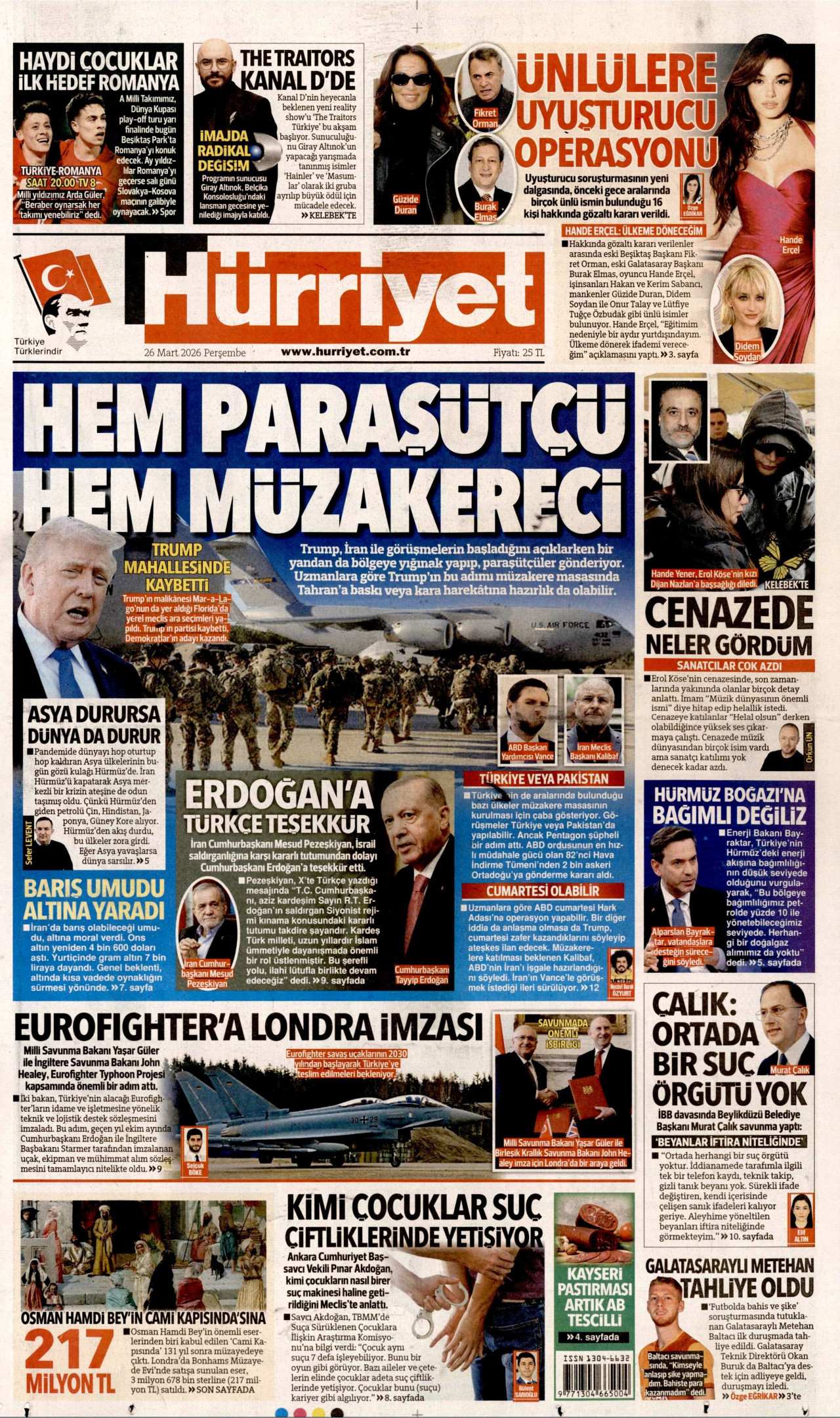 Hürriyet Gazetesi Manşeti - 26.03.2026