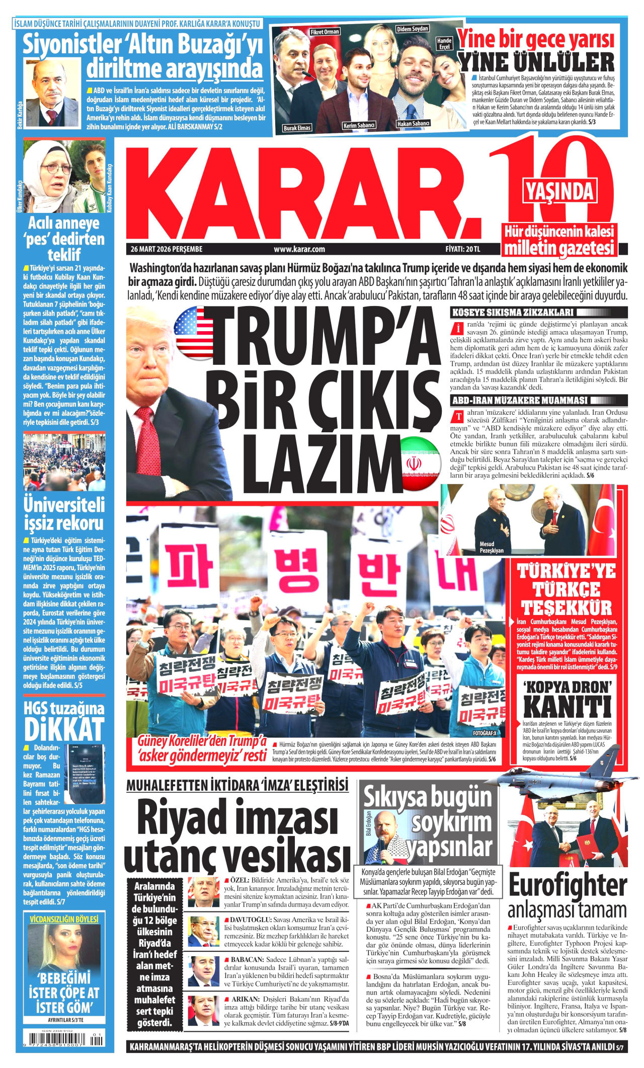 Karar Gazetesi Manşeti - 26.03.2026