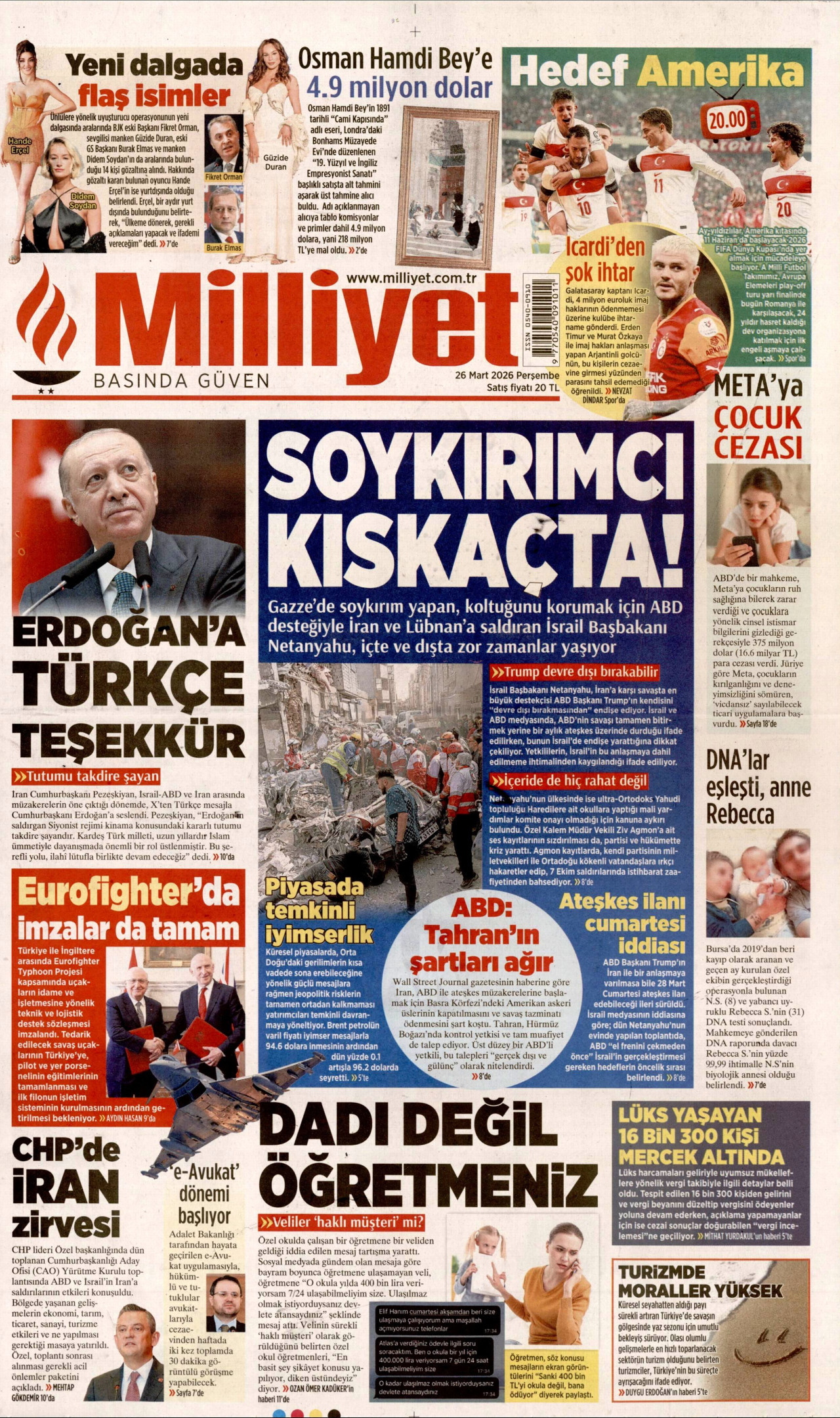 Milliyet Gazetesi Manşeti - 26.03.2026