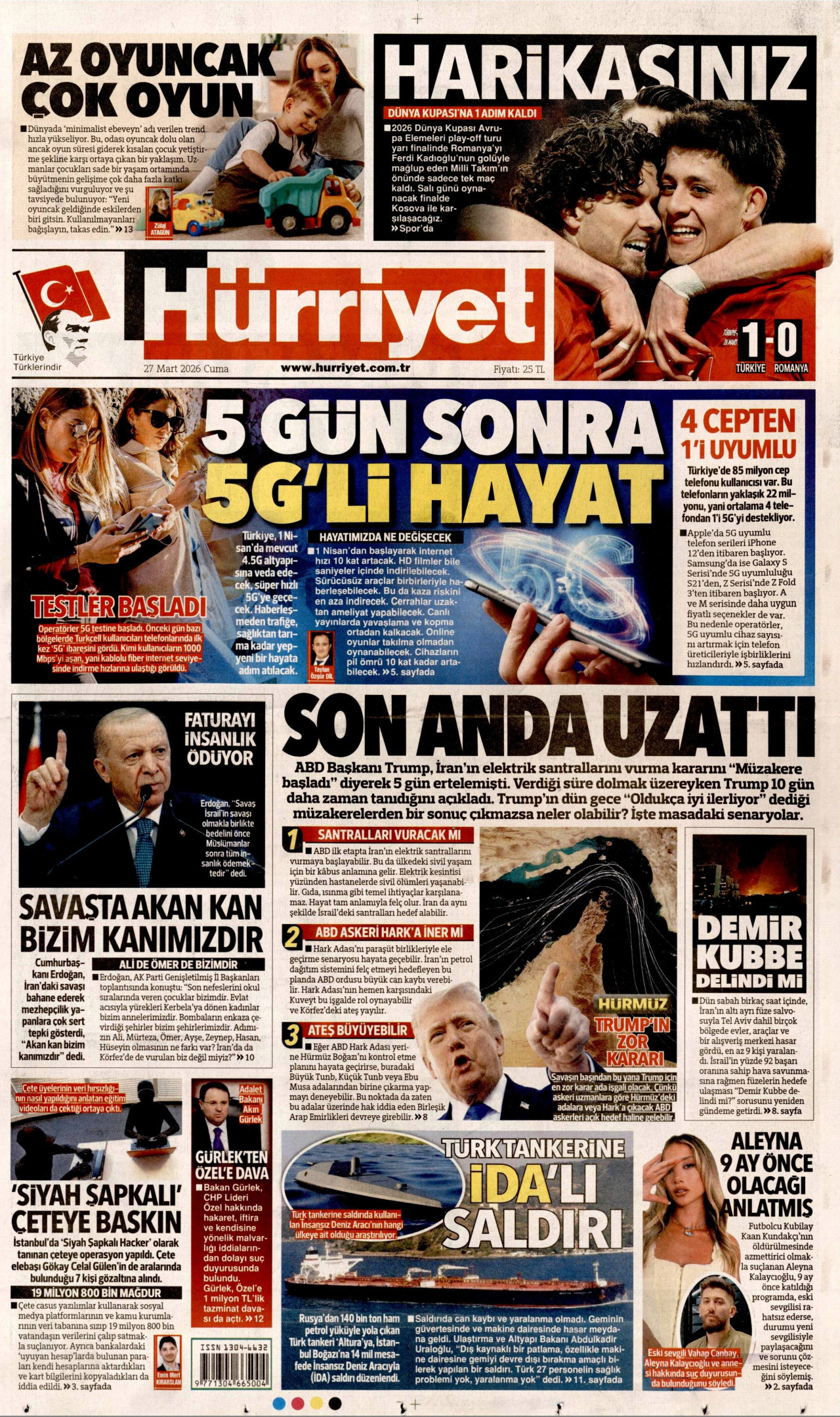 Hürriyet Gazetesi Manşeti - 27.03.2026