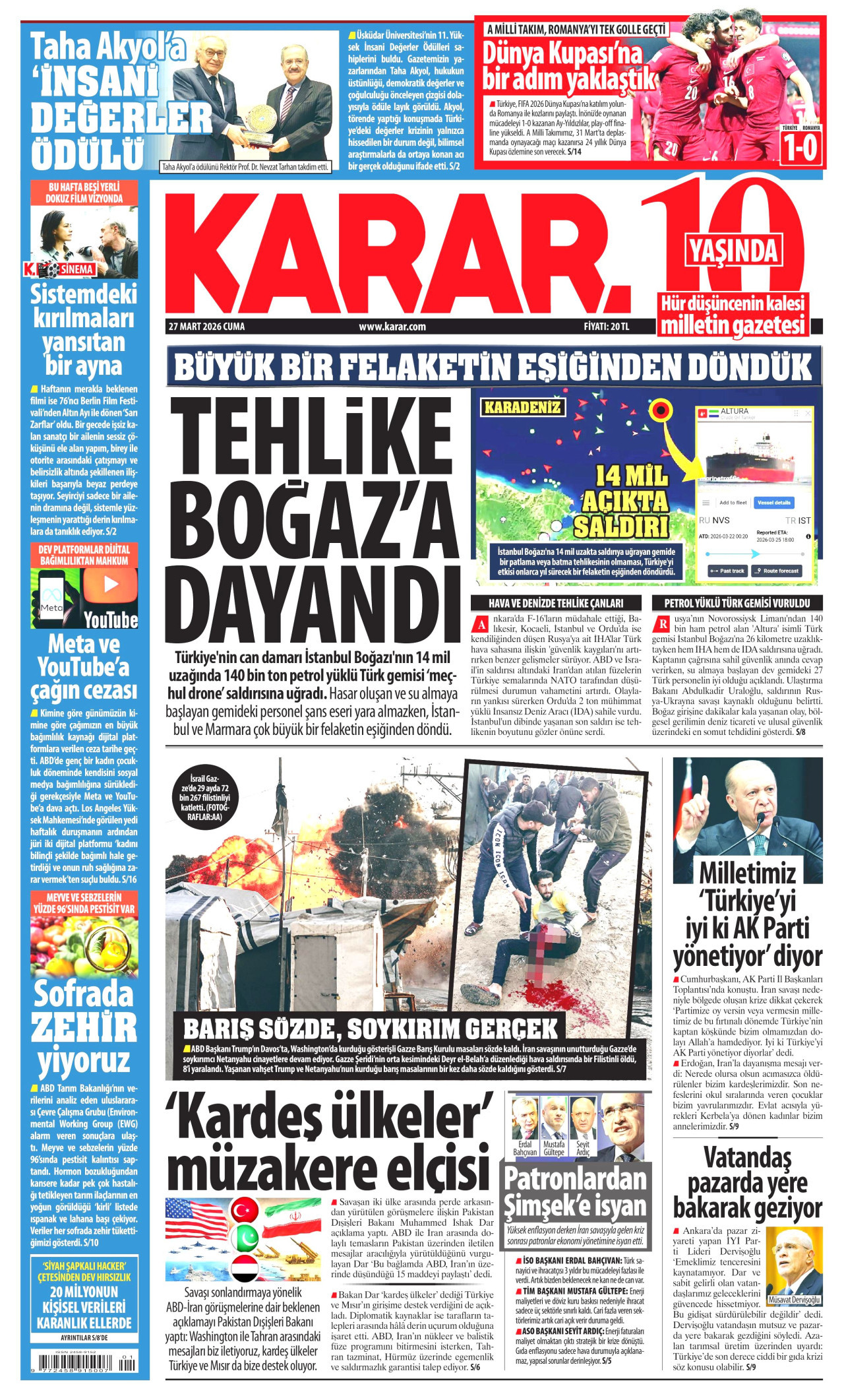 Karar Gazetesi Manşeti - 27.03.2026