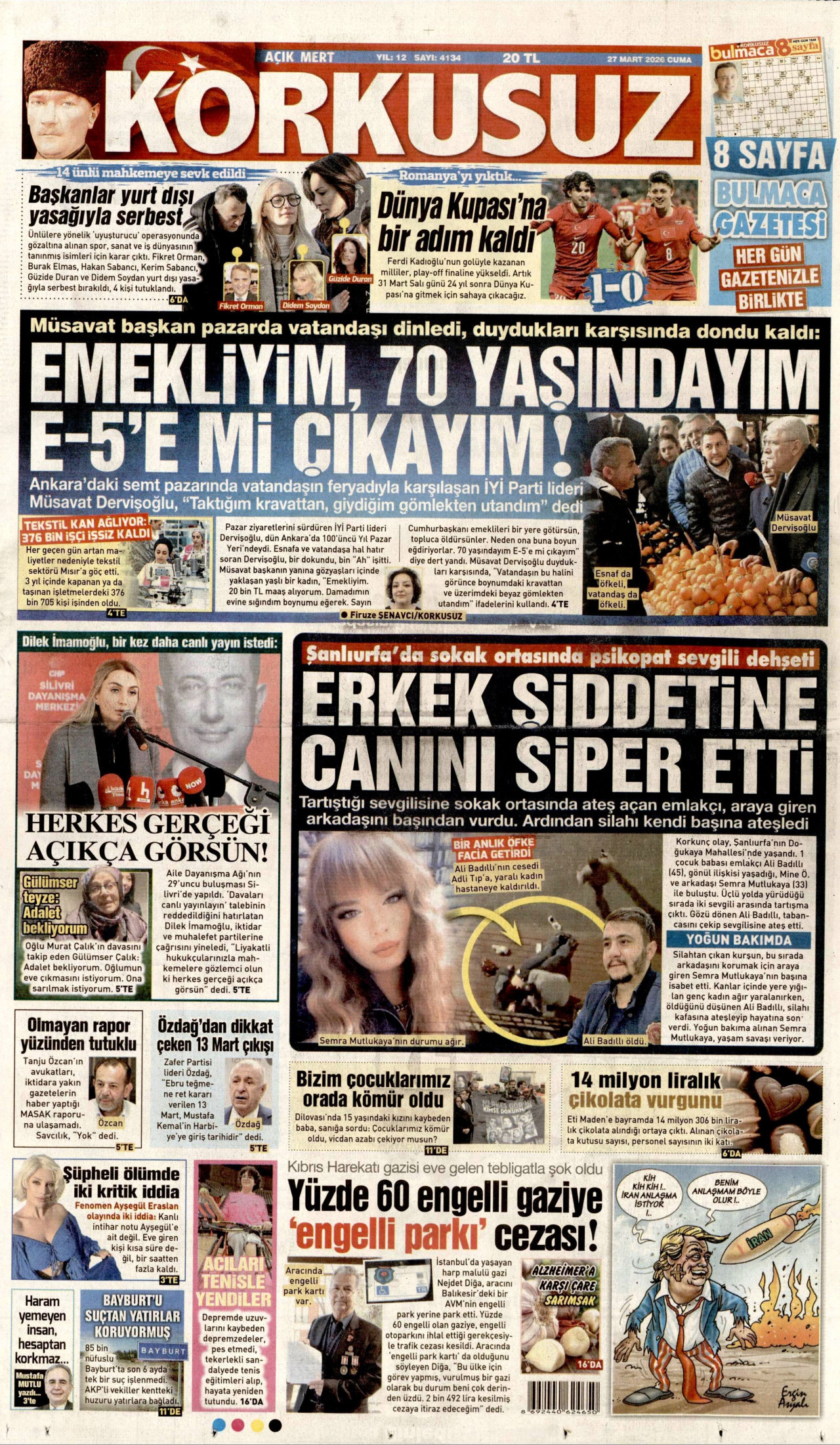 Korkusuz Gazetesi Manşeti - 27.03.2026