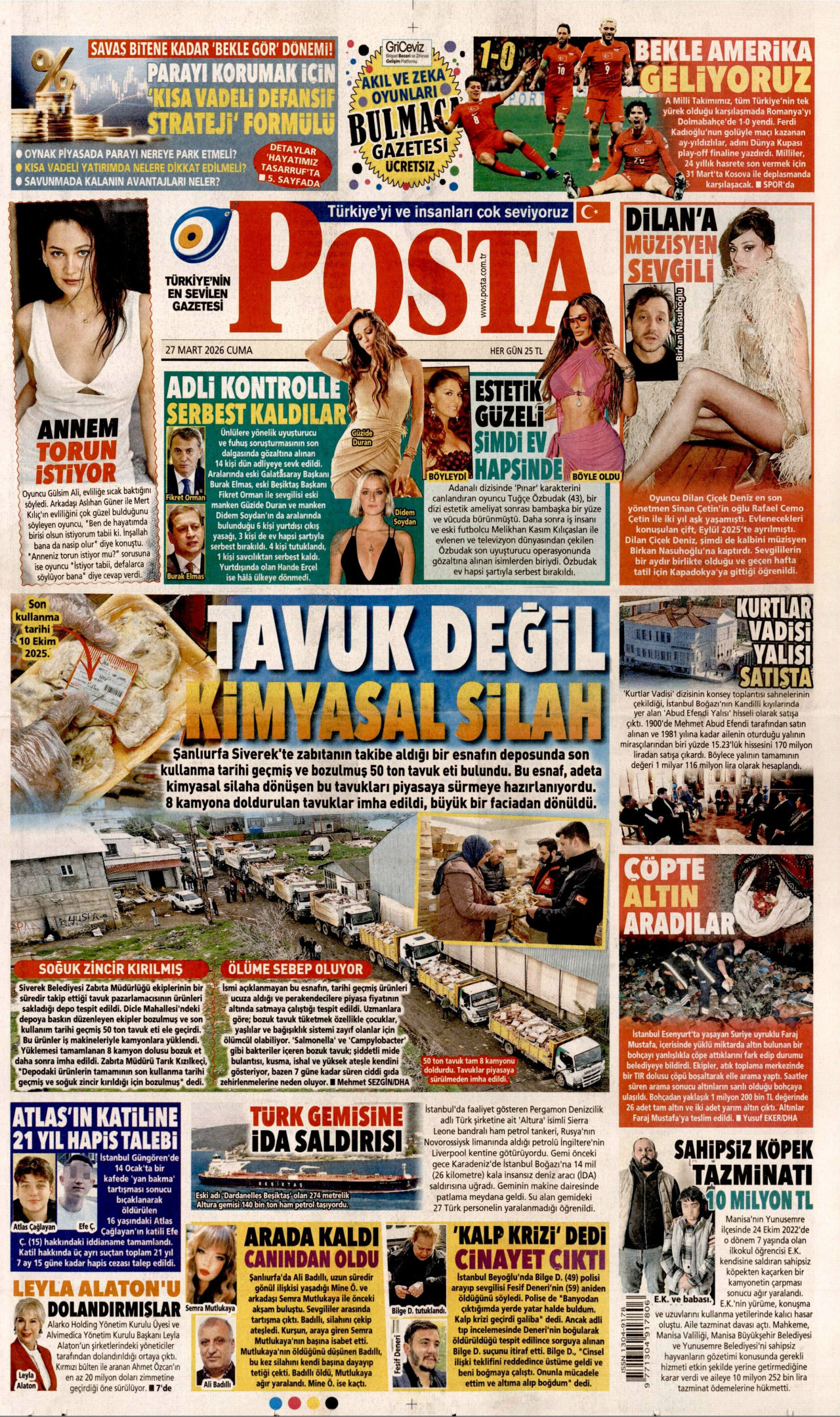 Posta Gazetesi Manşeti - 27.03.2026