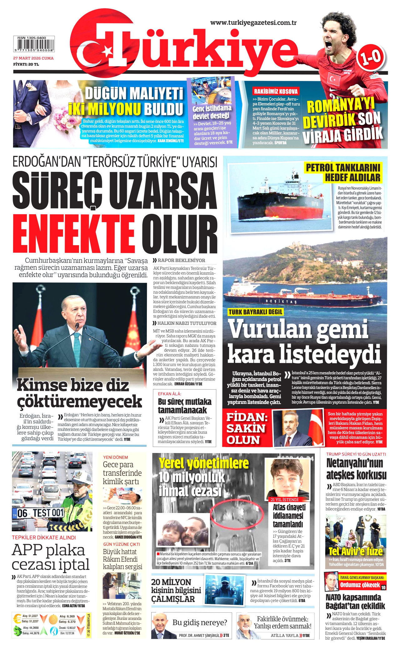 Türkiye Gazetesi Gazetesi Manşeti - 27.03.2026
