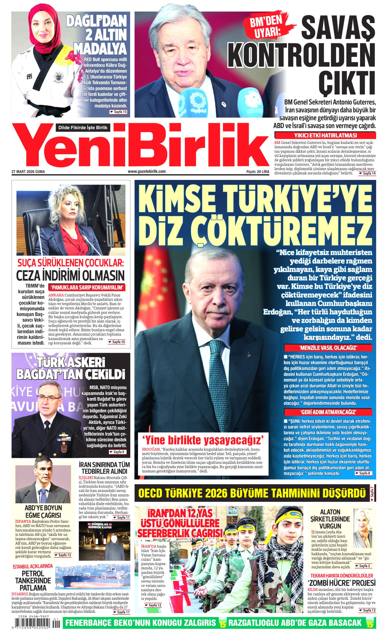 YeniBirlik Gazetesi Manşeti - 27.03.2026