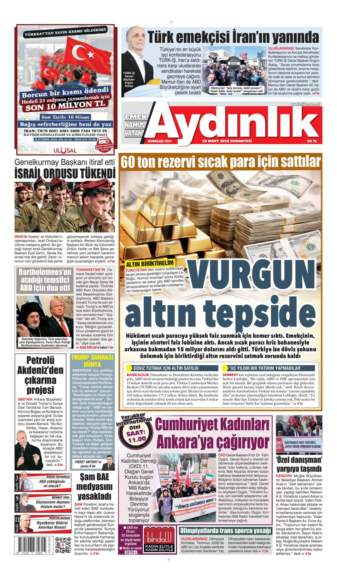 Aydınlık Gazetesi Manşet