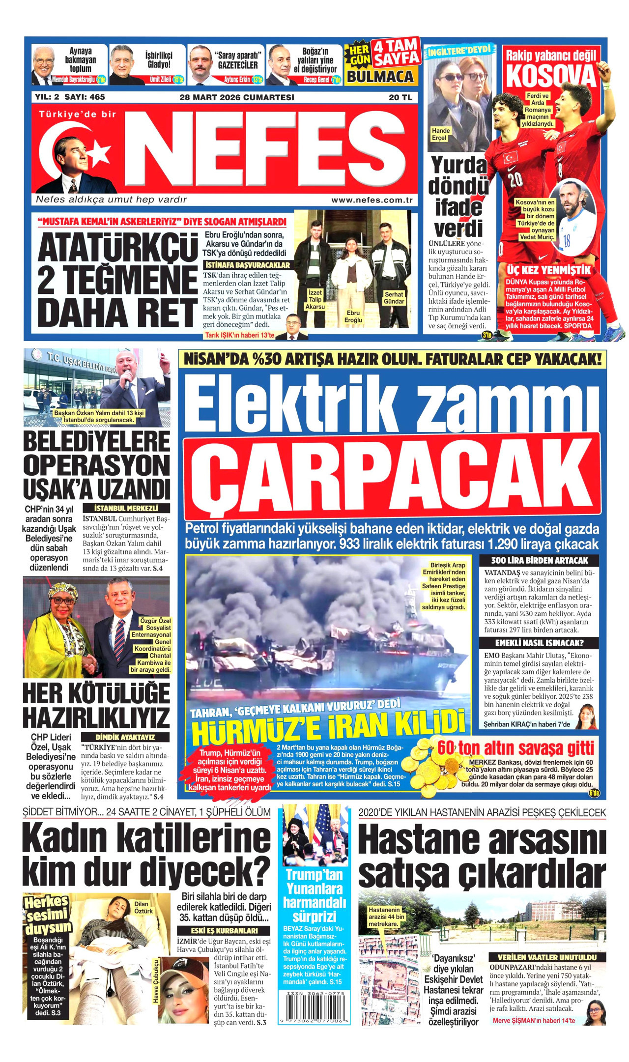 Nefes Gazetesi Manşeti - 28.03.2026