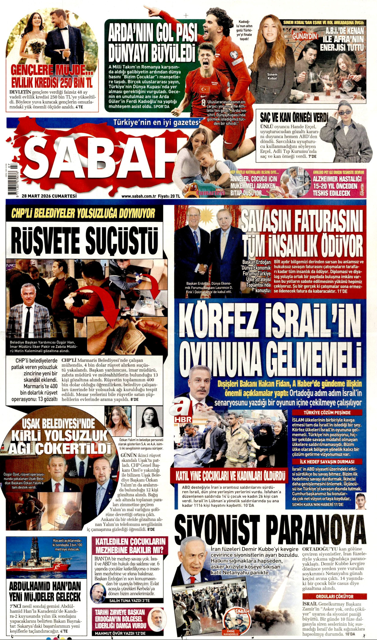 Sabah Gazetesi Manşeti - 28.03.2026