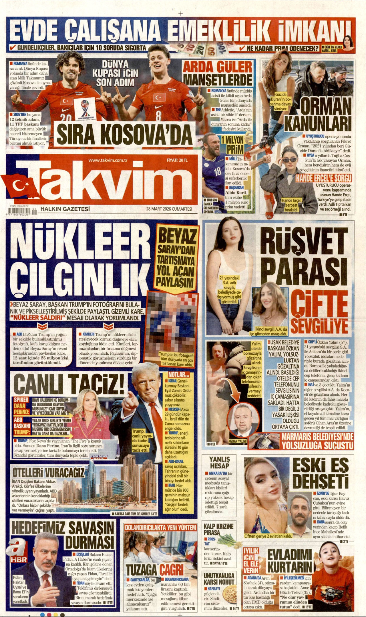 Takvim Gazetesi Manşeti - 28.03.2026
