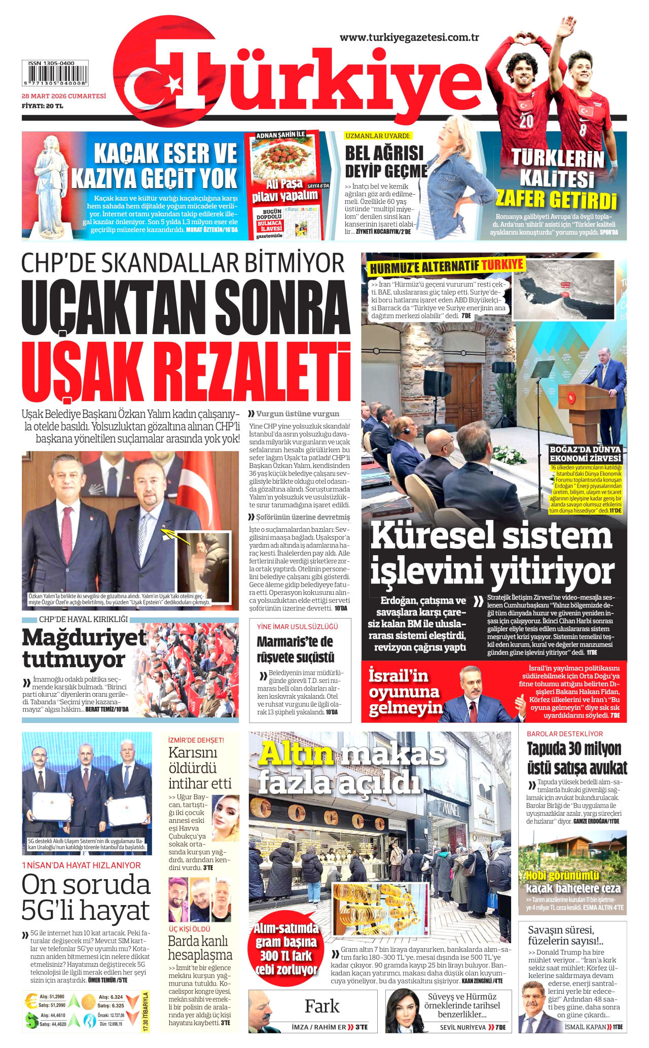 Türkiye Gazetesi Gazetesi Manşeti - 28.03.2026