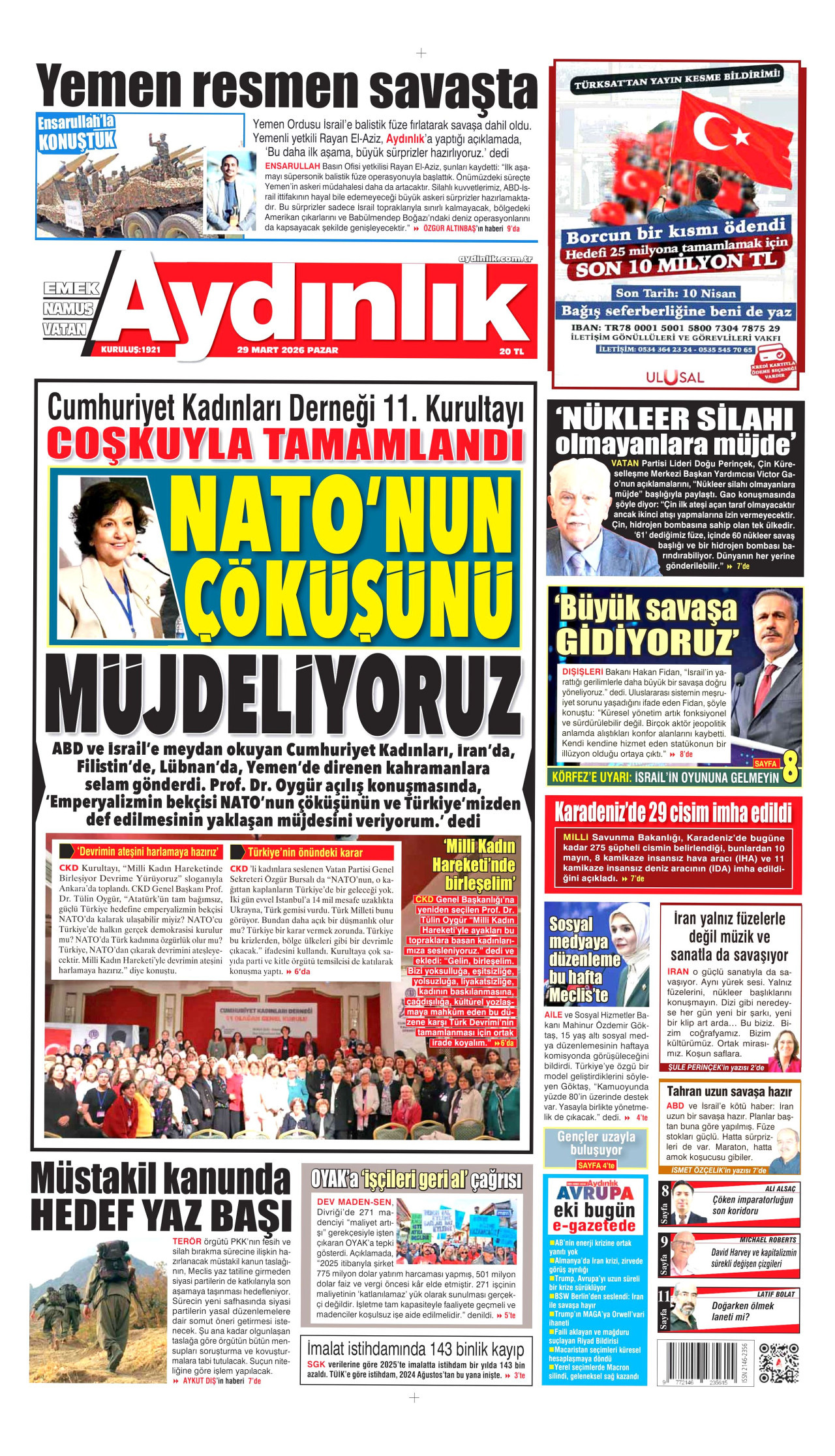 Aydınlık Gazetesi Manşet