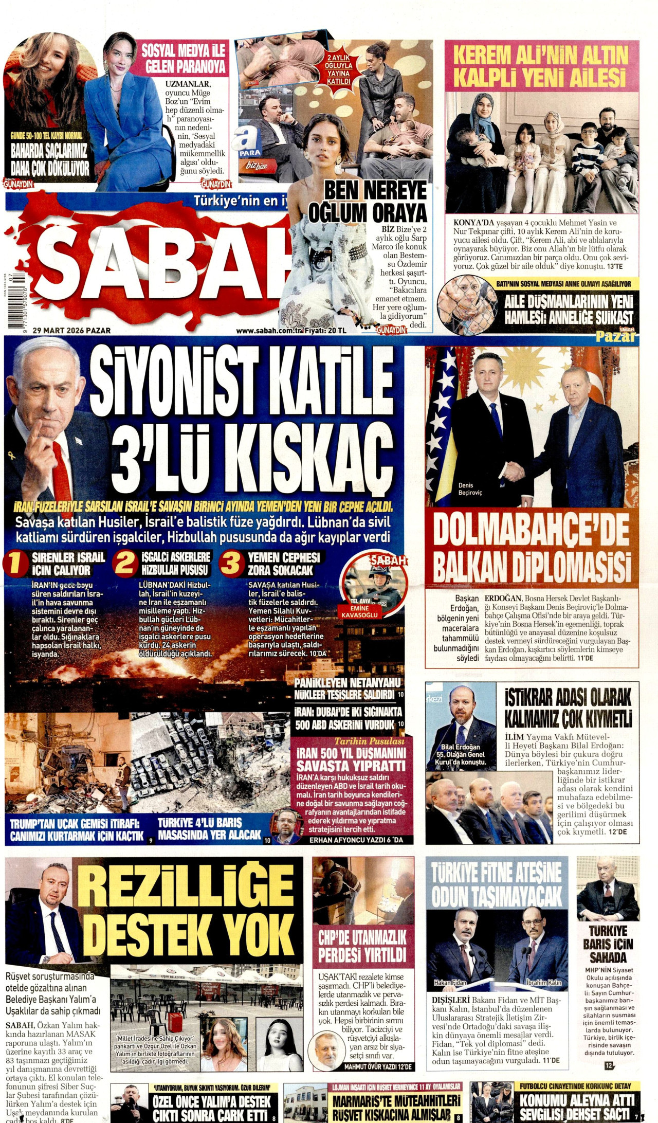 Sabah Gazetesi Manşeti - 29.03.2026