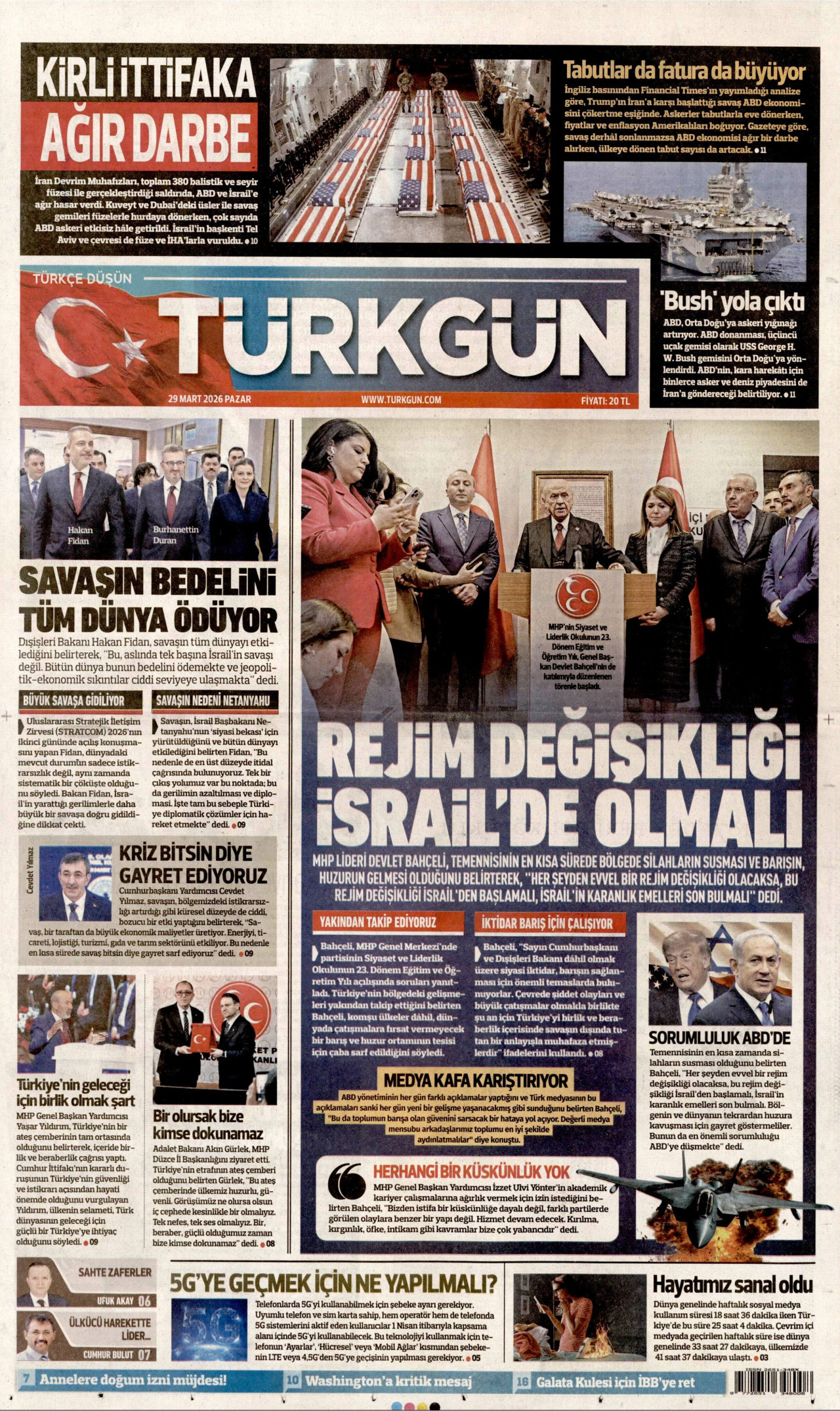 Türkgün Gazetesi Manşeti - 29.03.2026