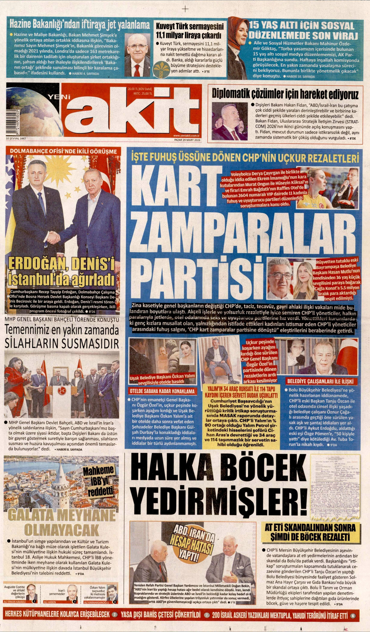 Yeni Akit Gazetesi Manşeti - 29.03.2026