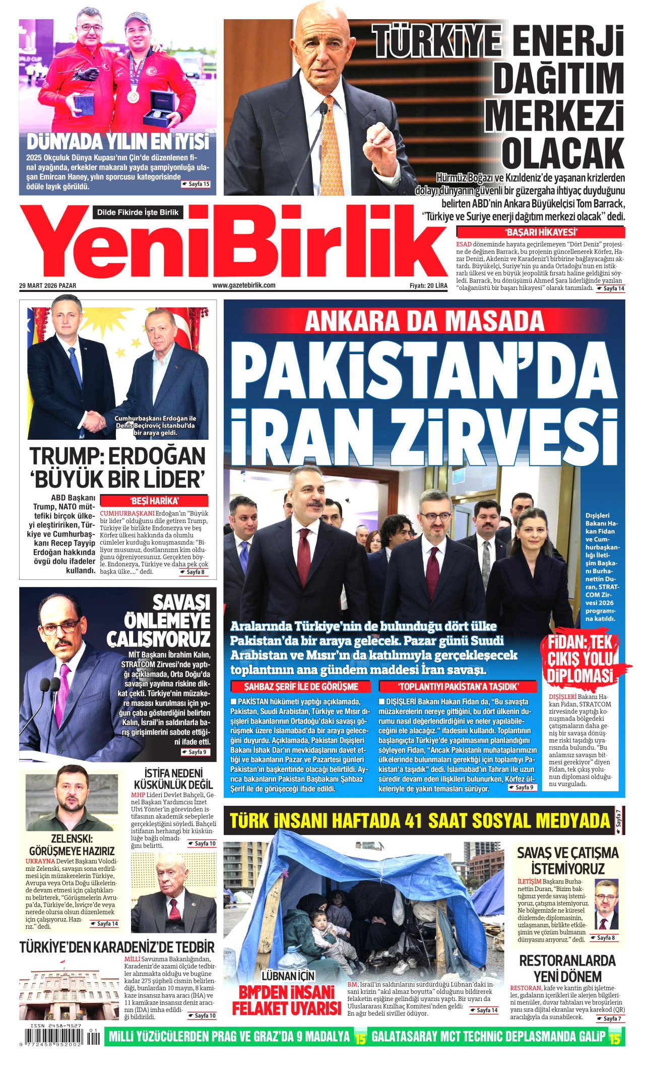 YeniBirlik Gazetesi Manşeti - 29.03.2026