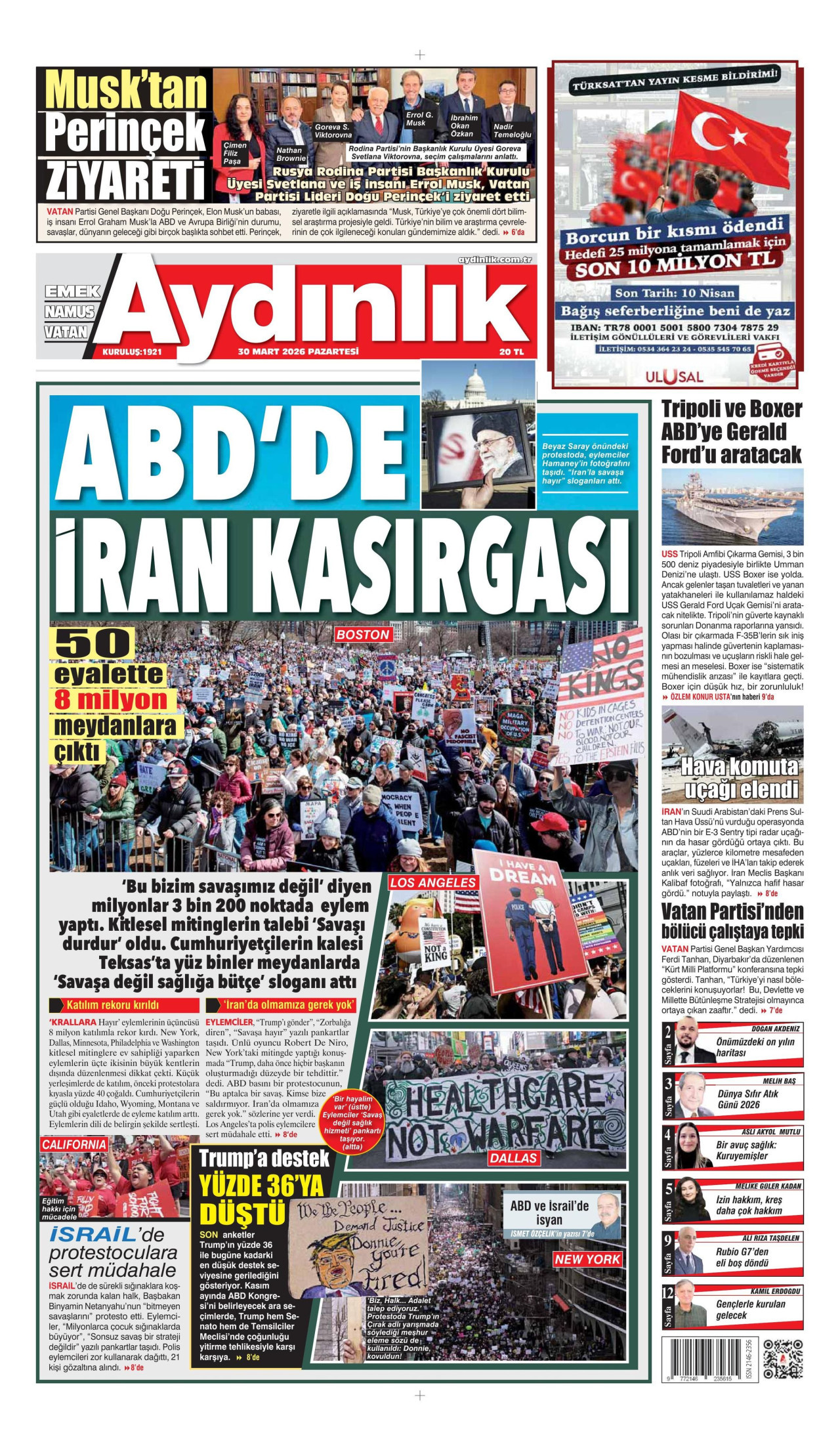 Aydınlık Gazetesi Manşet