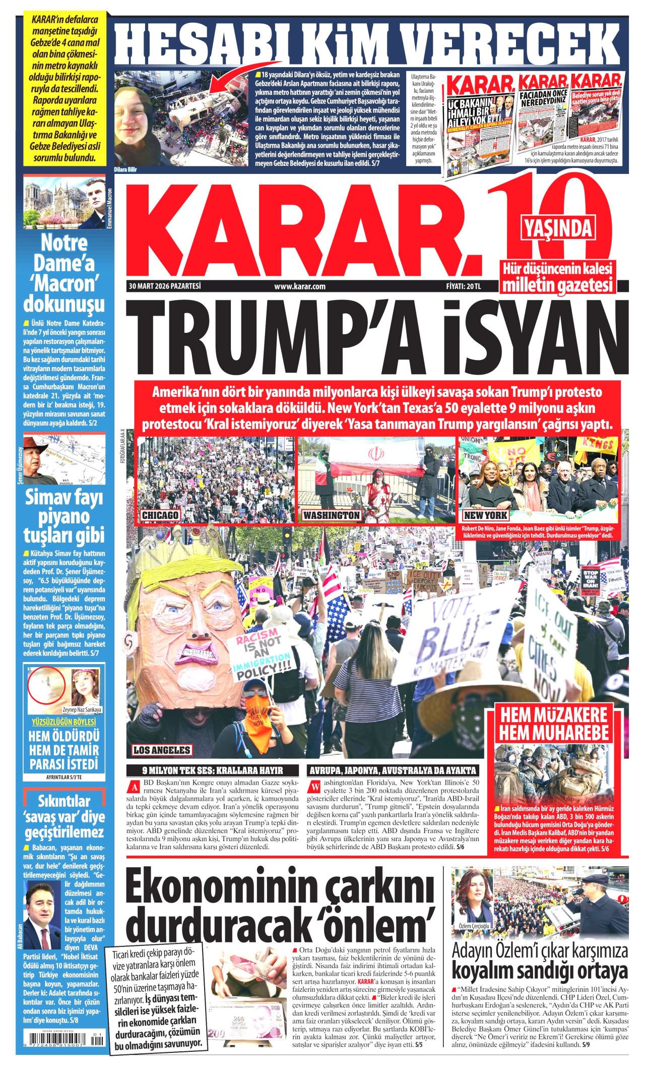 Karar Gazetesi Manşeti - 30.03.2026