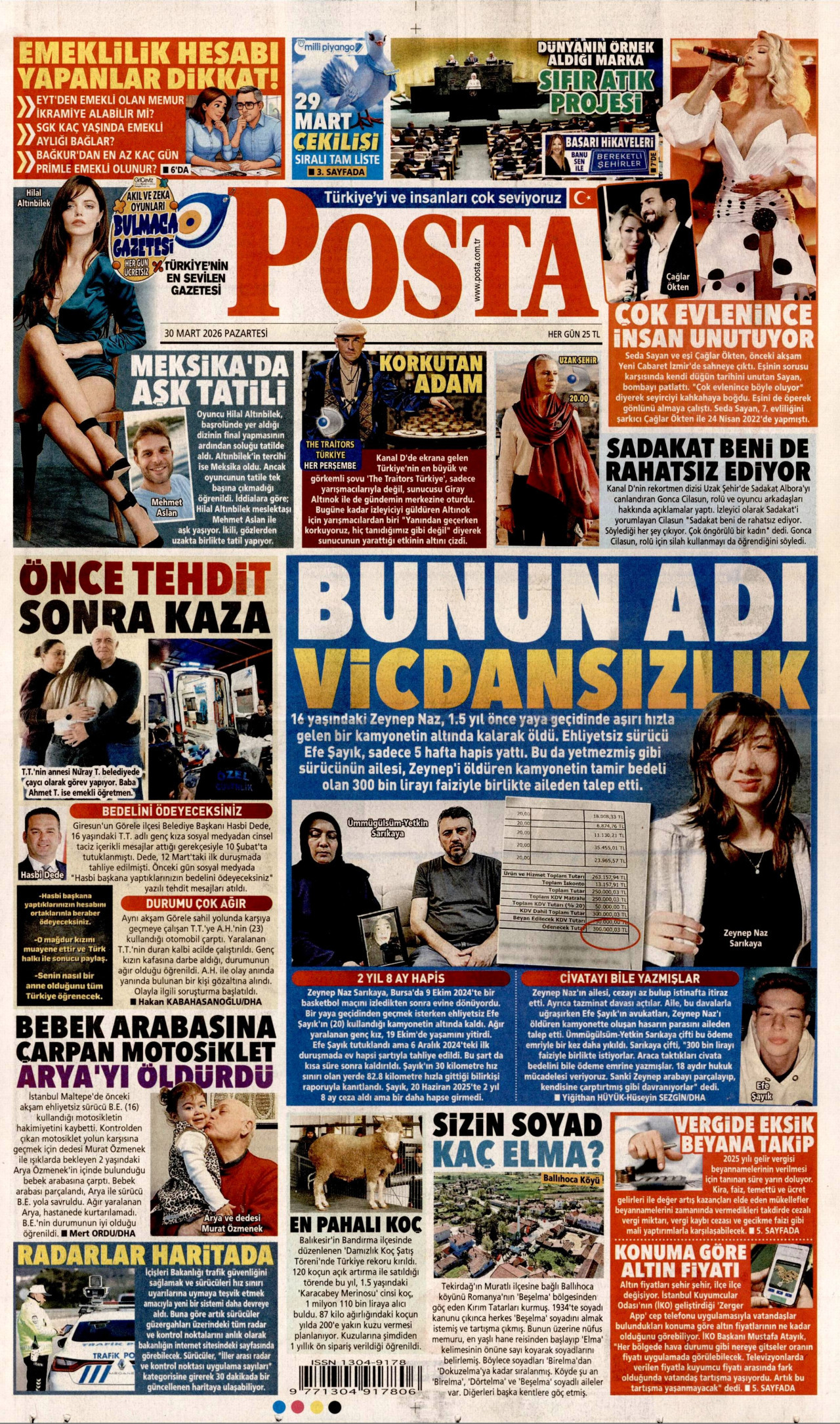 Posta Gazetesi Manşeti - 30.03.2026