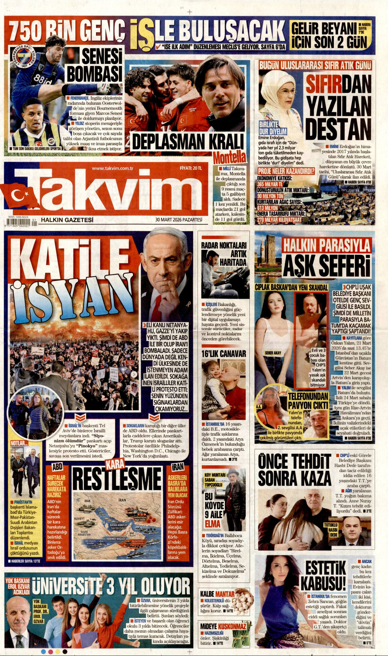 Takvim Gazetesi Manşeti - 30.03.2026