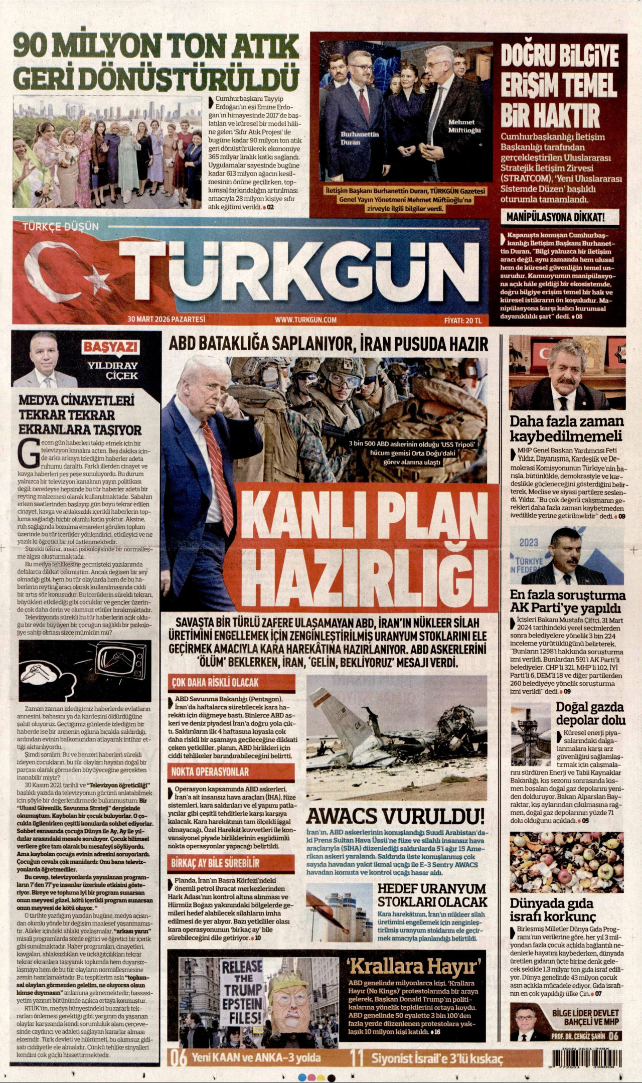 Türkgün Gazetesi Manşeti - 30.03.2026
