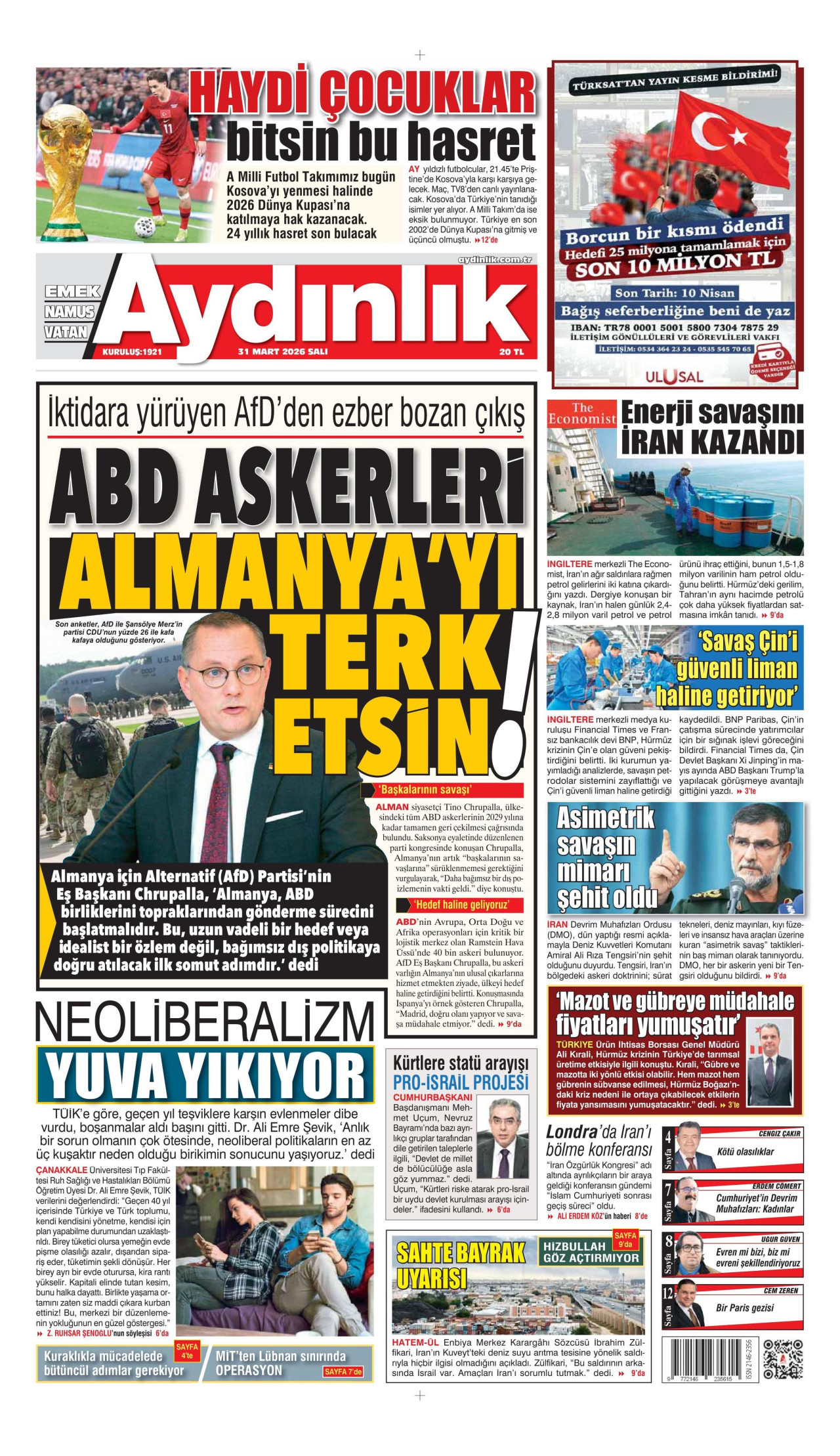 Aydınlık Gazetesi Manşet