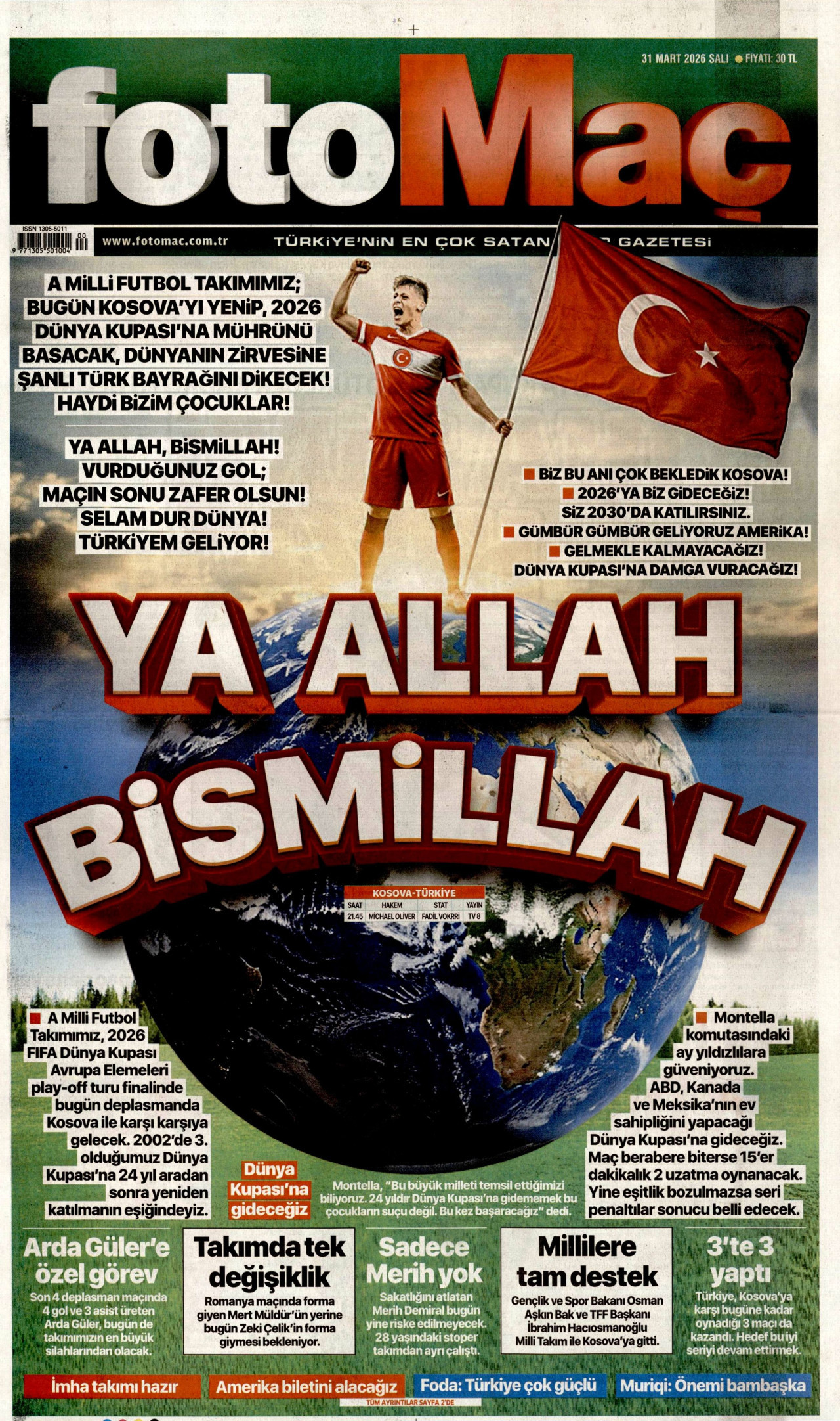 Fotomaç Gazetesi Manşeti - 31.03.2026