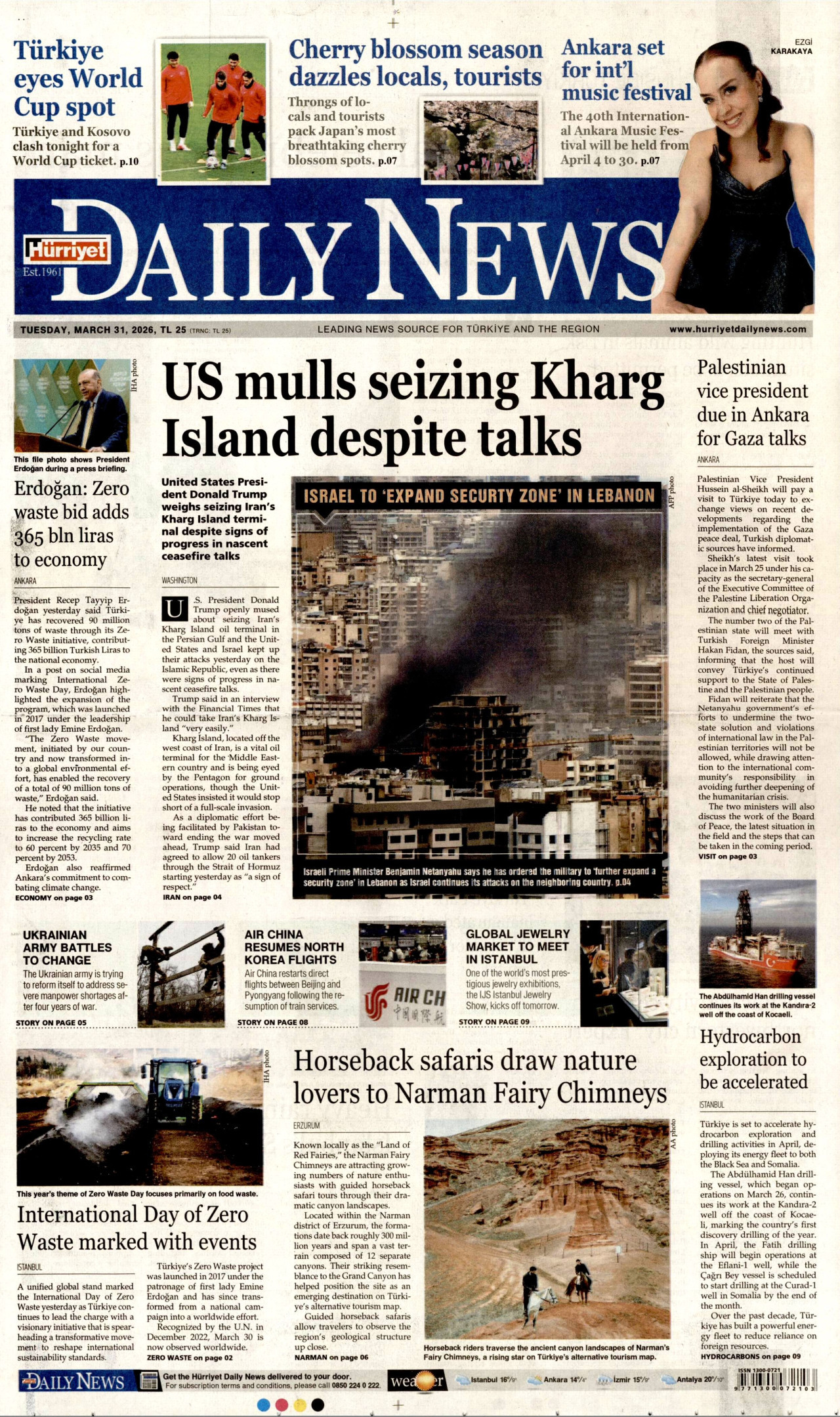 Hürriyet Daily News Gazetesi Manşeti - 31.03.2026