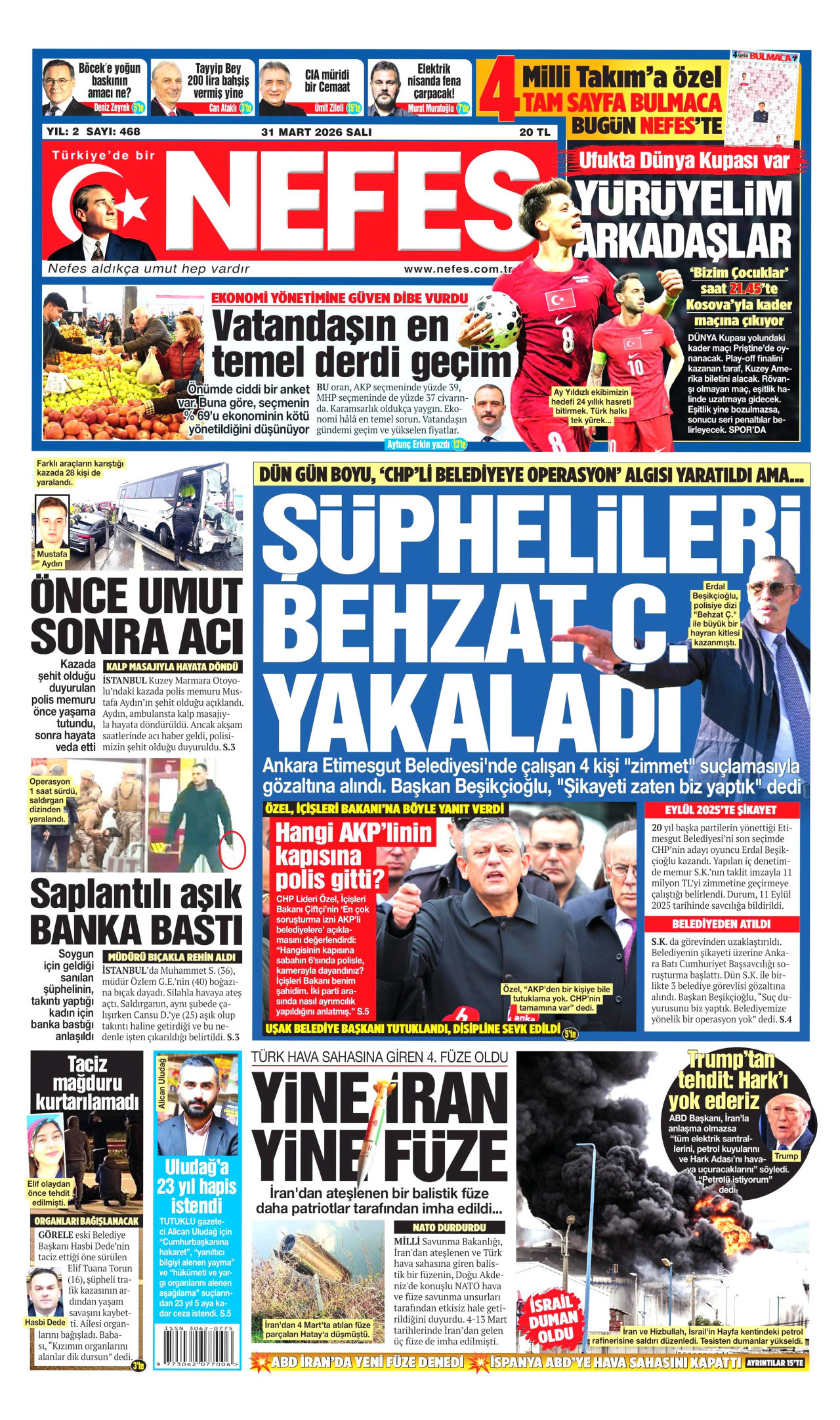 Nefes Gazetesi Manşeti - 31.03.2026
