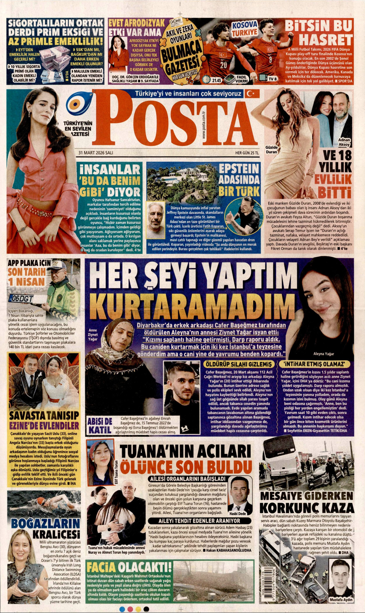 Posta Gazetesi Manşeti - 31.03.2026