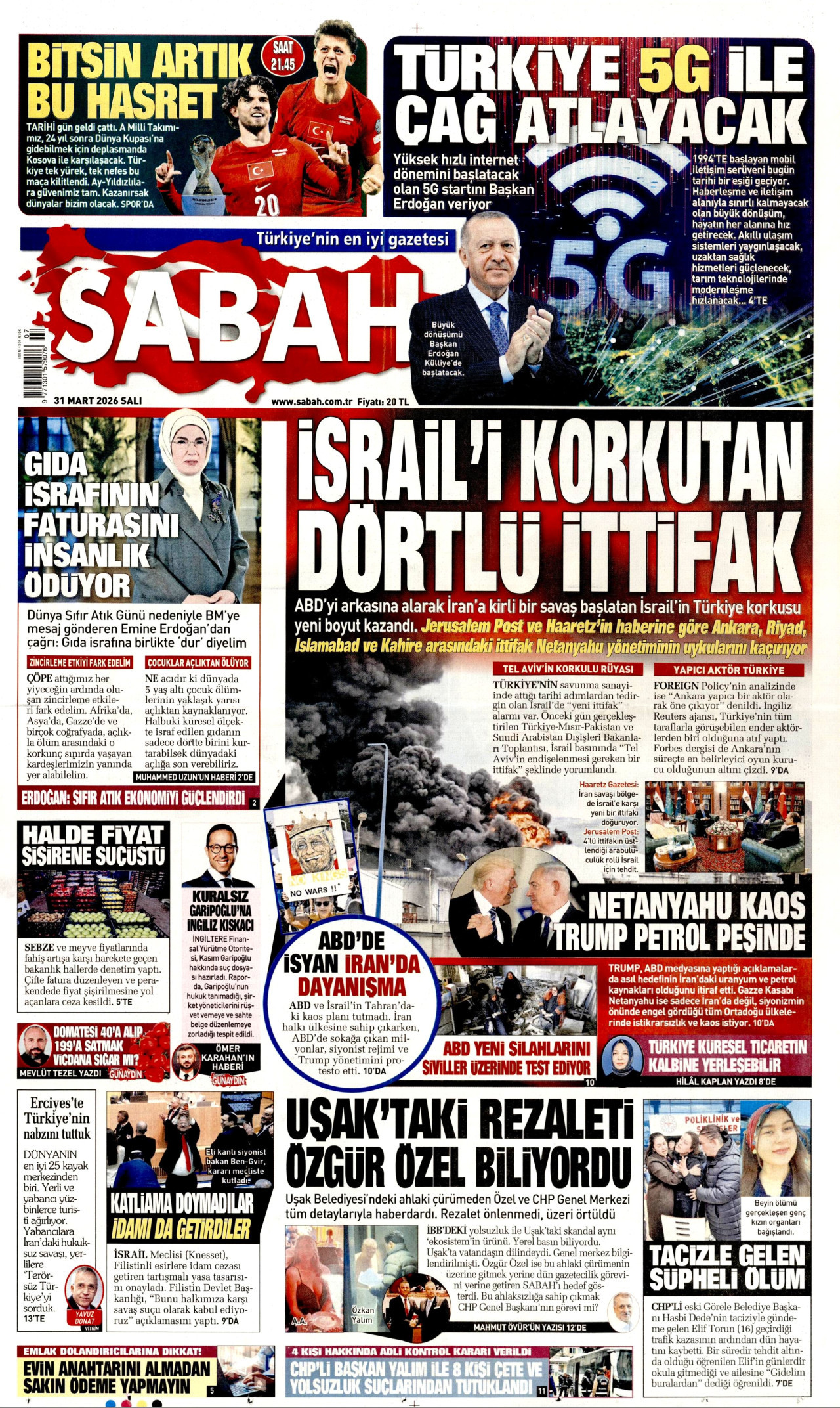 Sabah Gazetesi Manşeti - 31.03.2026