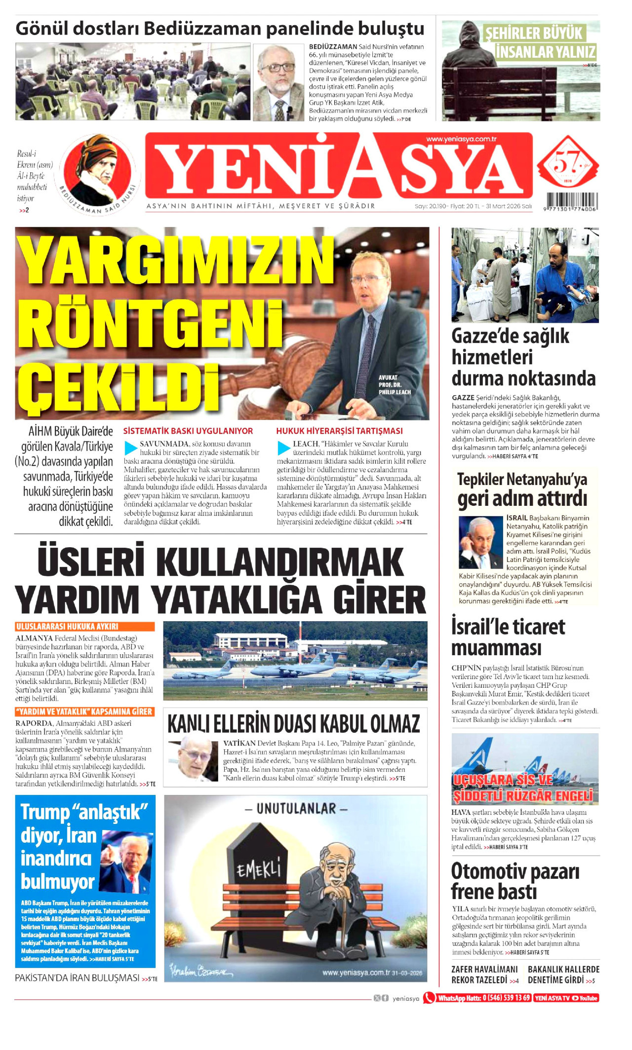Yeni Asya Gazetesi Manşeti - 31.03.2026