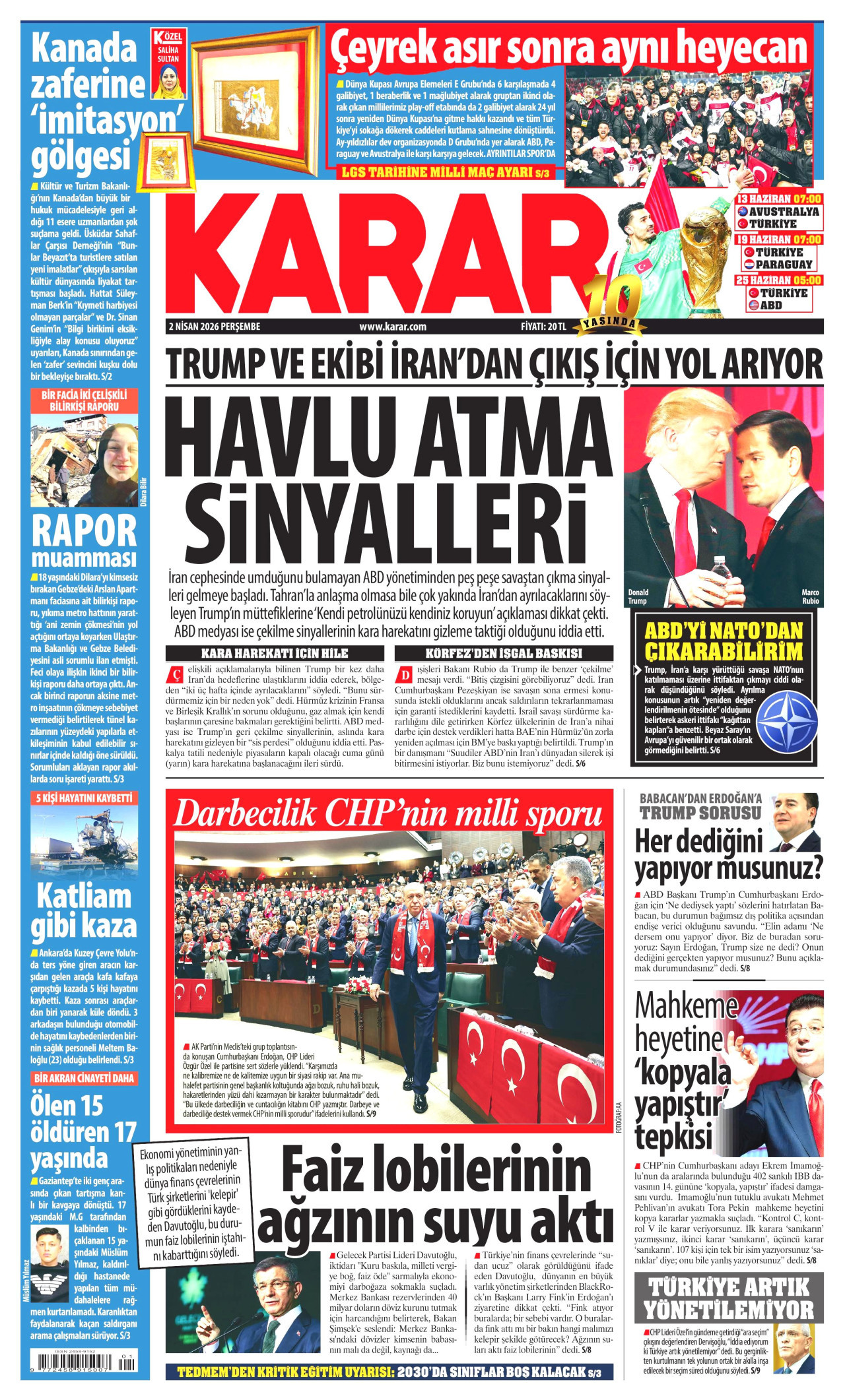 Karar Gazetesi Manşeti - 02.04.2026