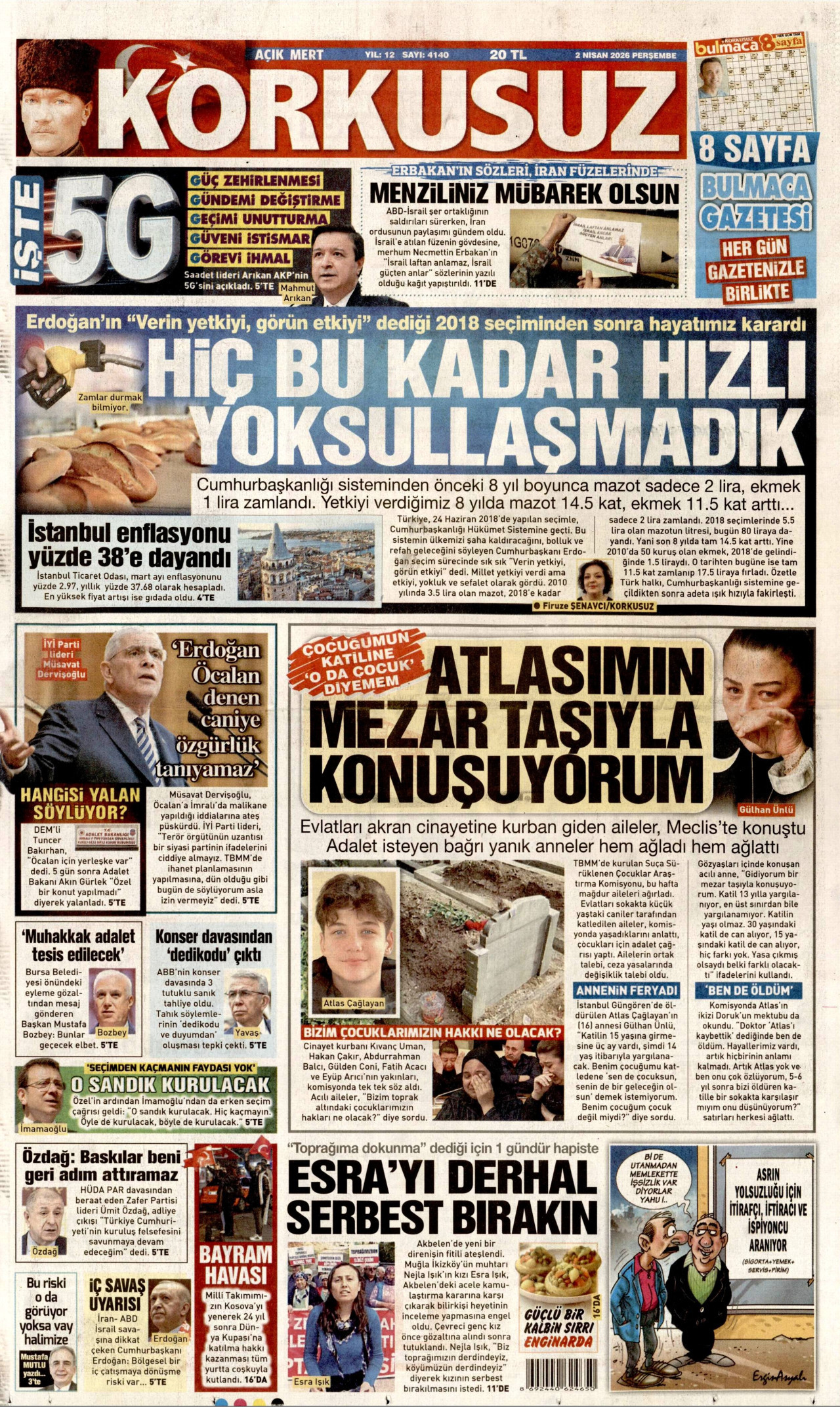 Korkusuz Gazetesi Manşeti - 02.04.2026