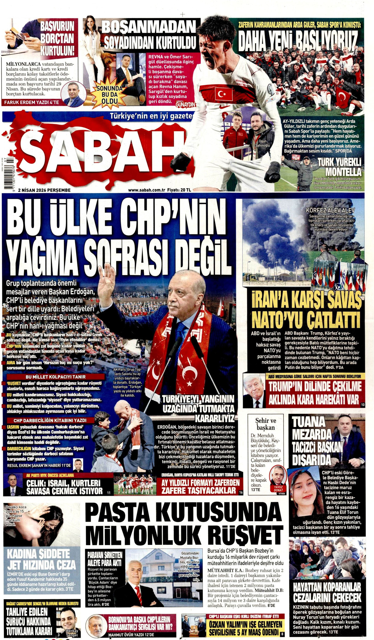 Sabah Gazetesi Manşeti - 02.04.2026