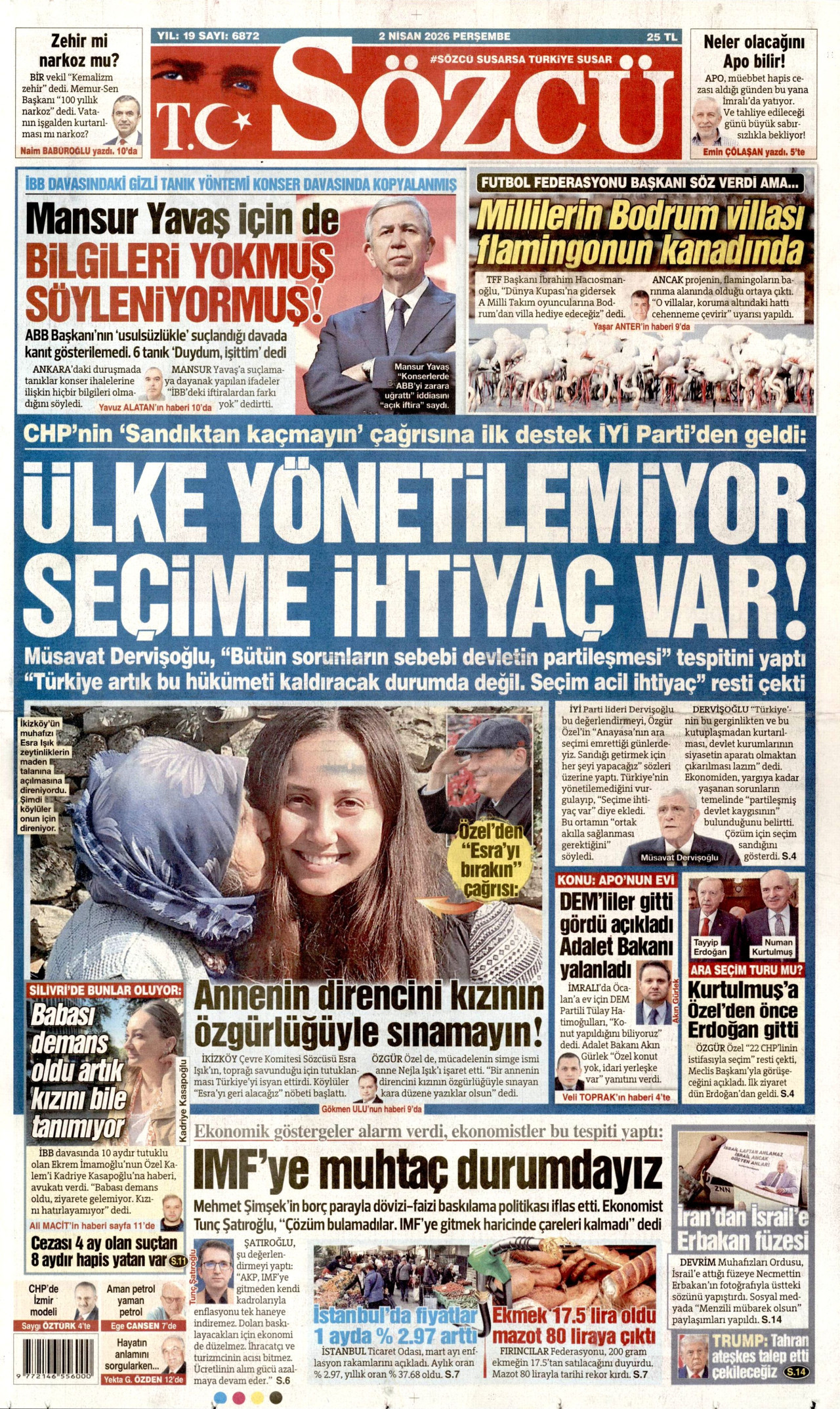 Sözcü Gazetesi Manşeti - 02.04.2026