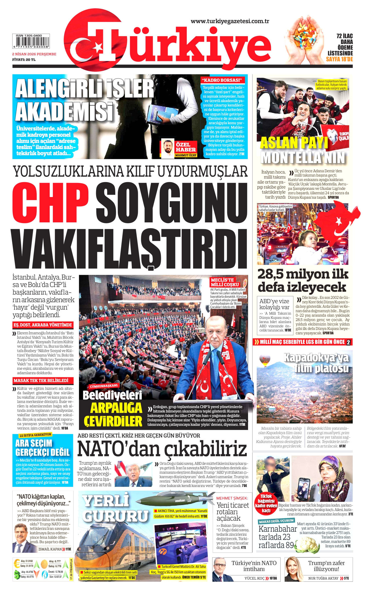 Türkiye Gazetesi Gazetesi Manşeti - 02.04.2026