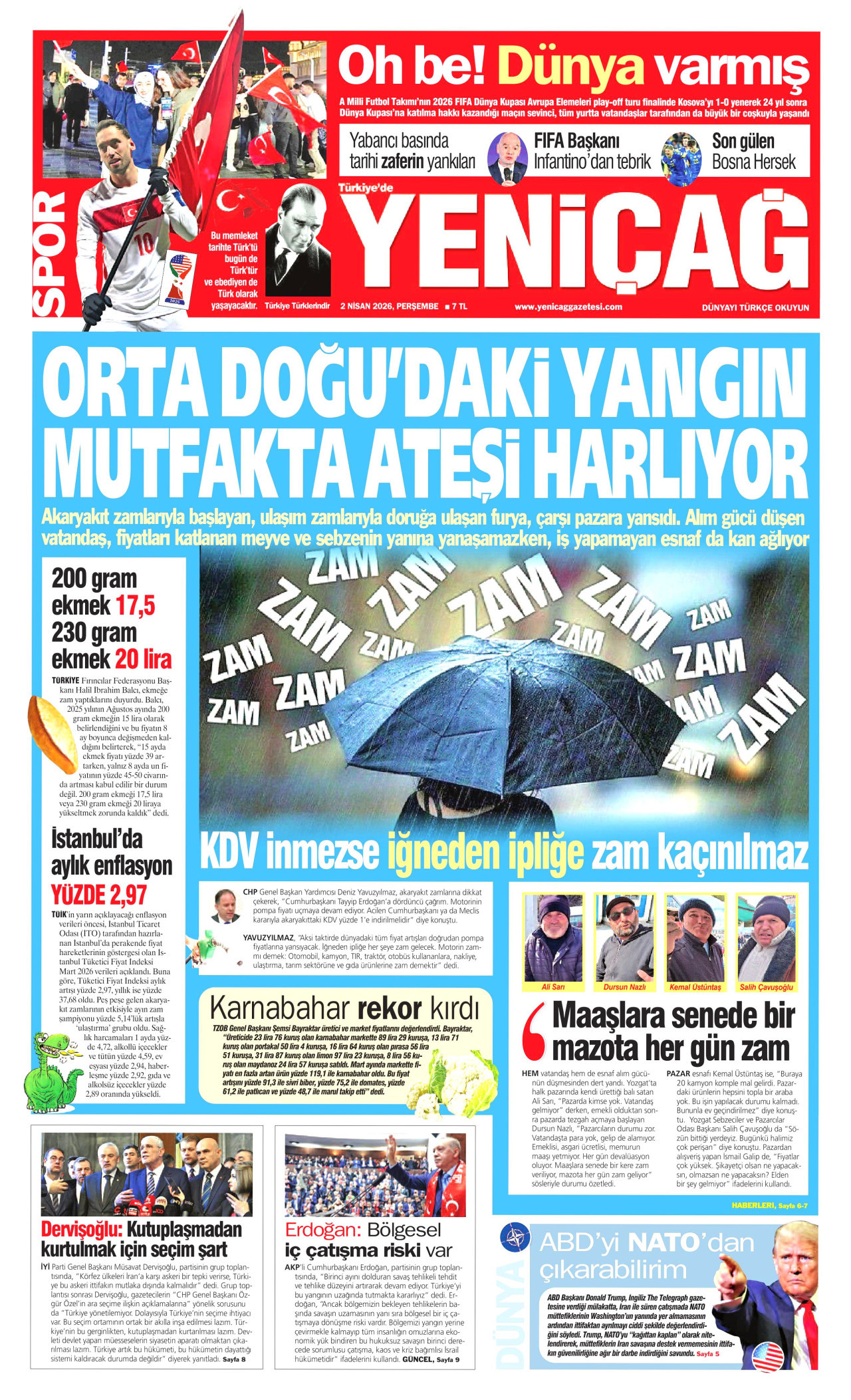 Yeniçağ Gazetesi Manşeti - 02.04.2026