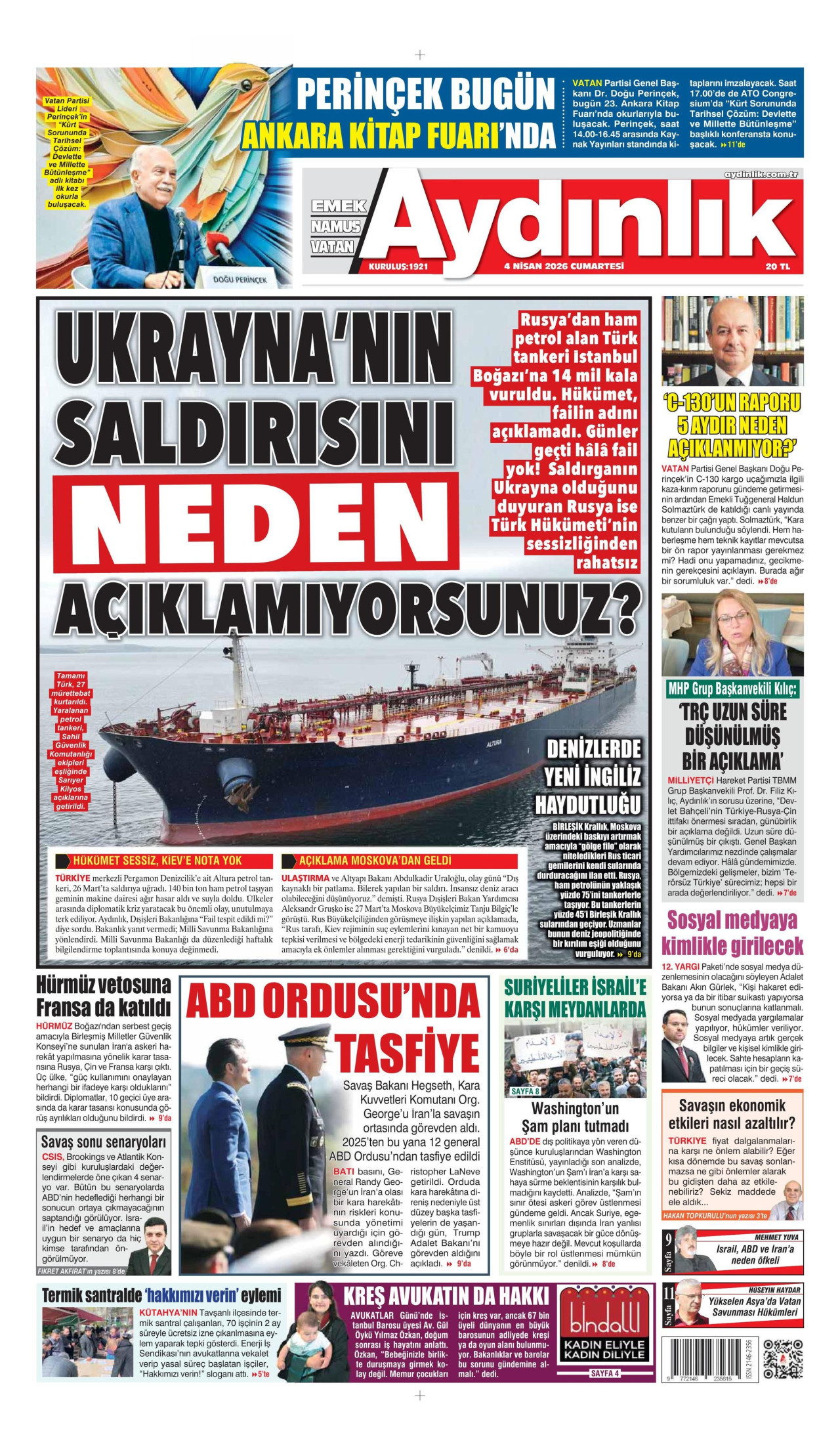 Aydınlık Gazetesi Manşet