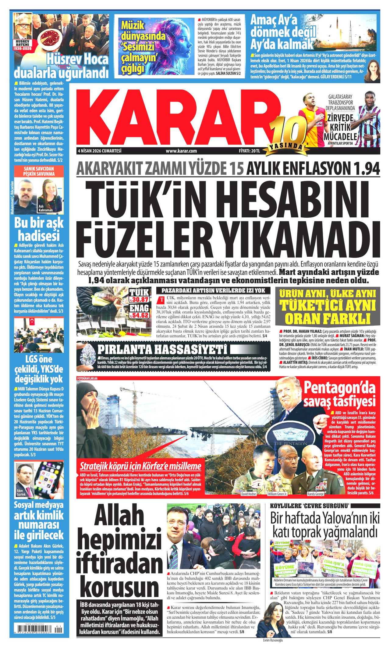 Karar Gazetesi Manşeti - 04.04.2026