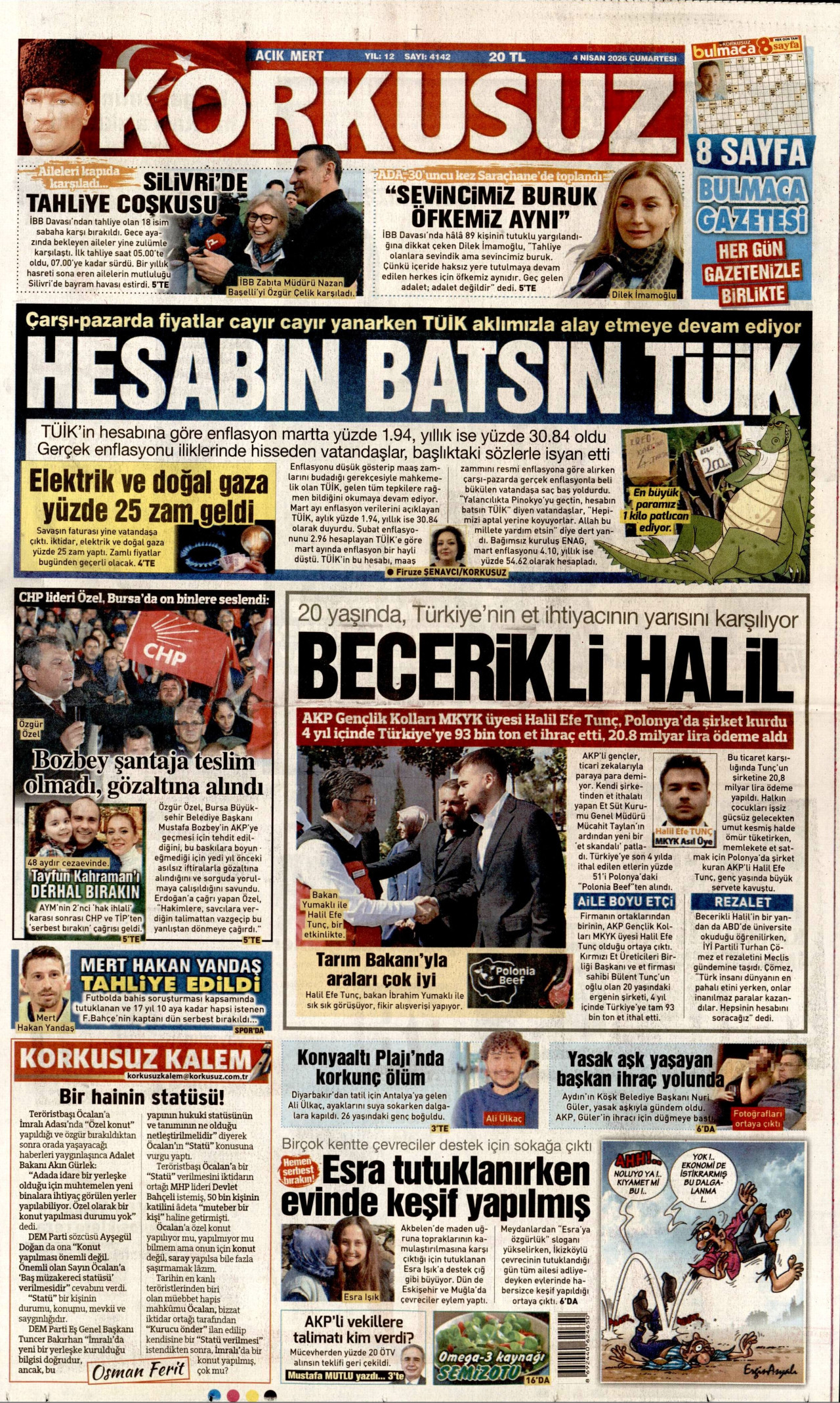 Korkusuz Gazetesi Manşeti - 04.04.2026