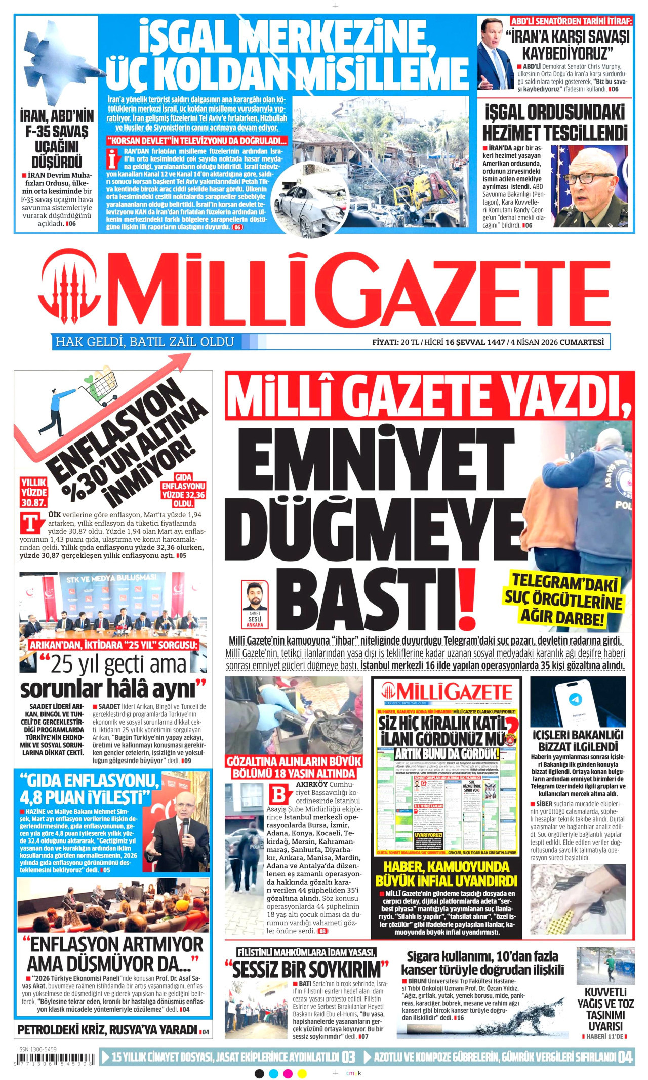 Milli Gazete Gazetesi Manşeti - 04.04.2026