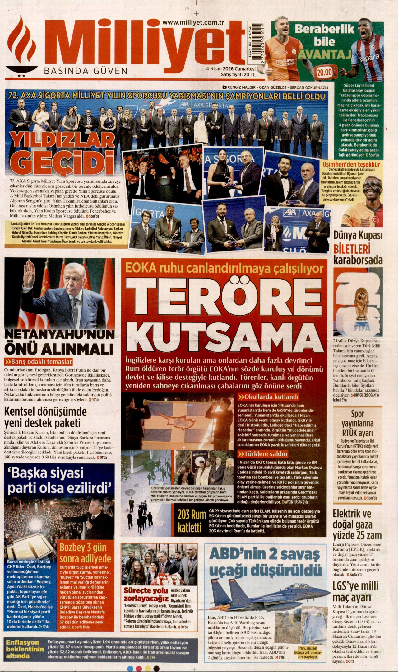 Milliyet Gazetesi Manşeti - 04.04.2026
