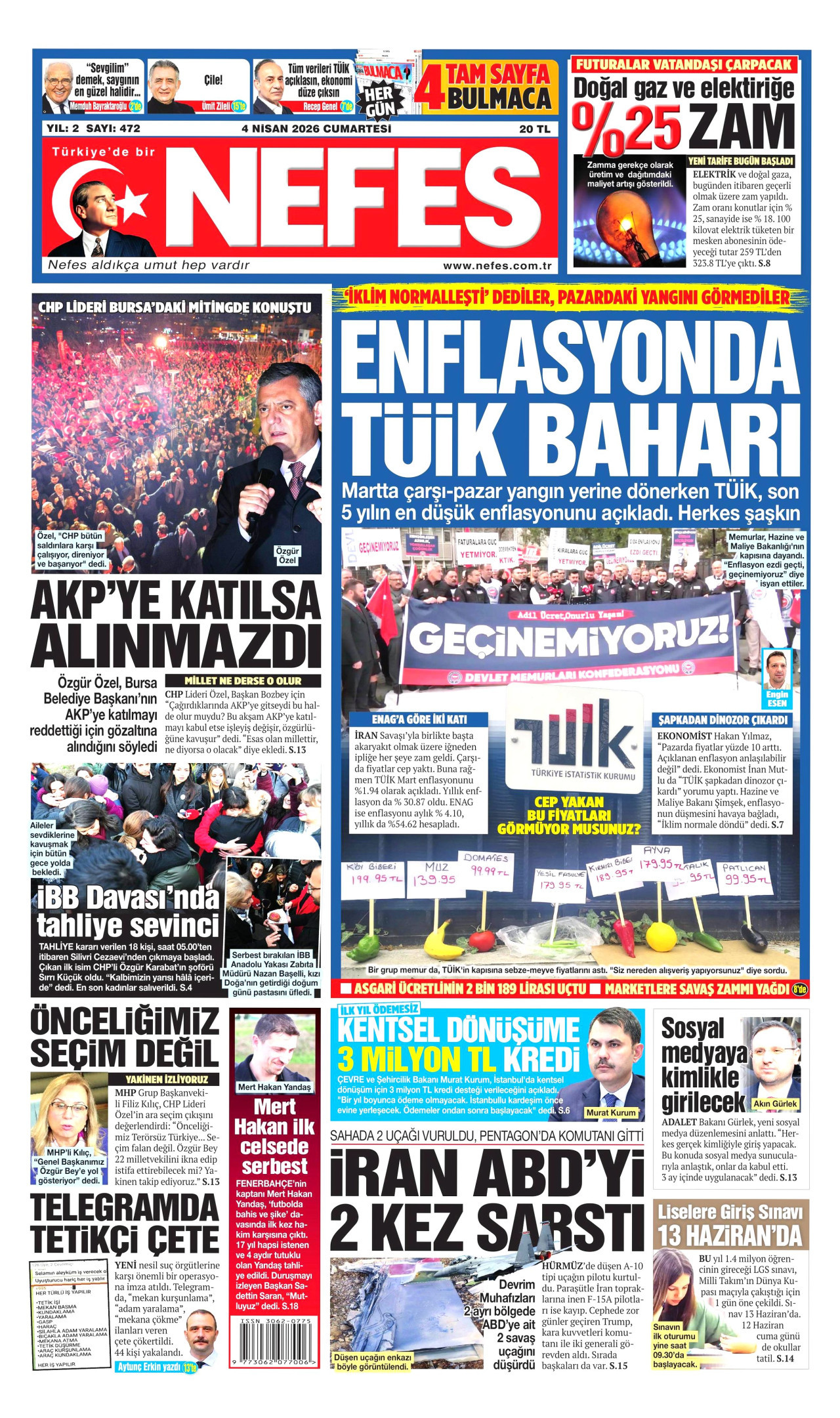 Nefes Gazetesi Manşeti - 04.04.2026