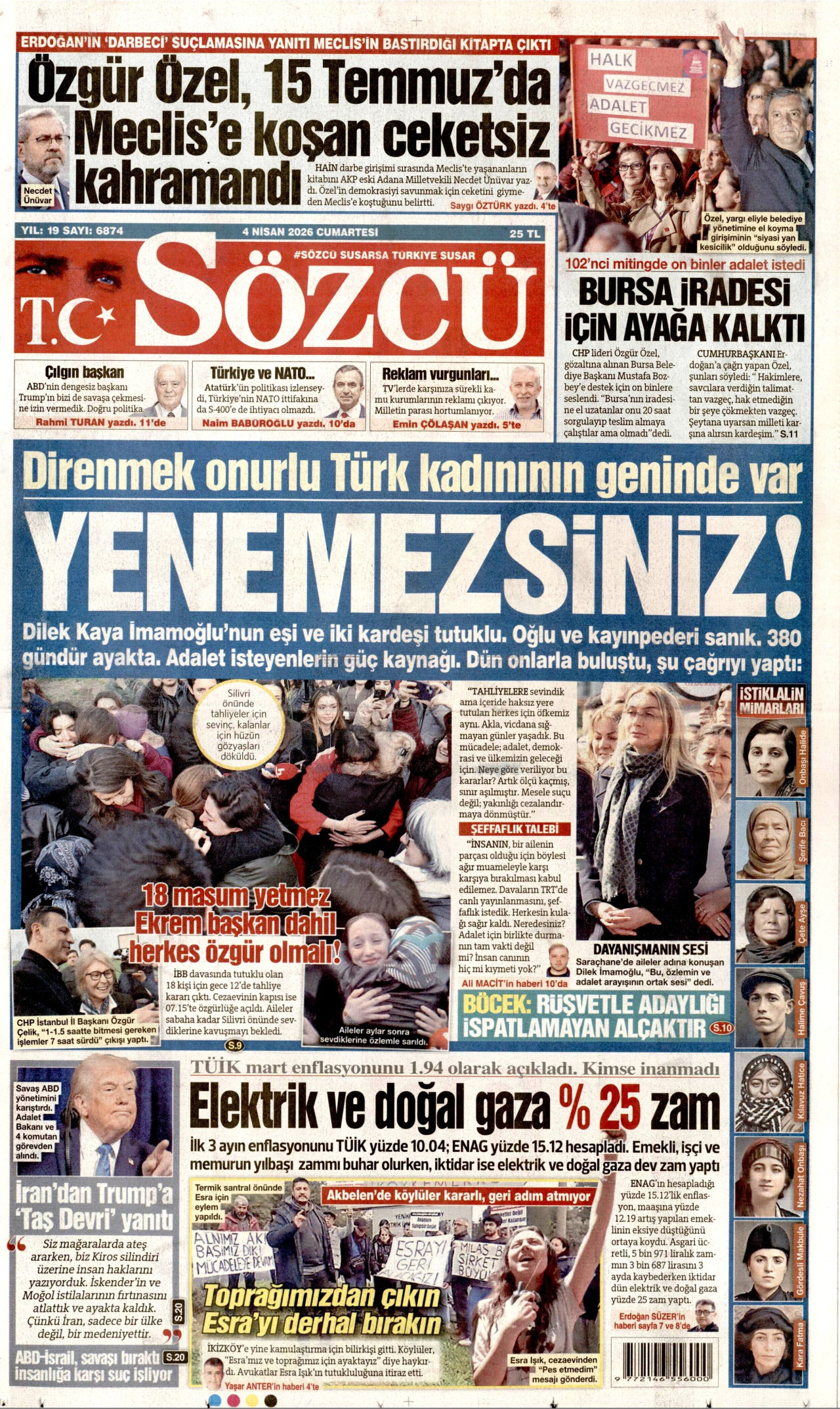 Sözcü Gazetesi Manşeti - 04.04.2026